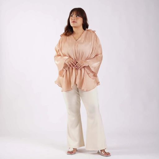 Image of [Tutuloph] Safa Blouse Shimmer | Blouse Lengan Panjang Wanita Hijab Friendly – Fit to Big Size | Atasan Elegan Bahan Mengkilap untuk Acara Formal & Kasual