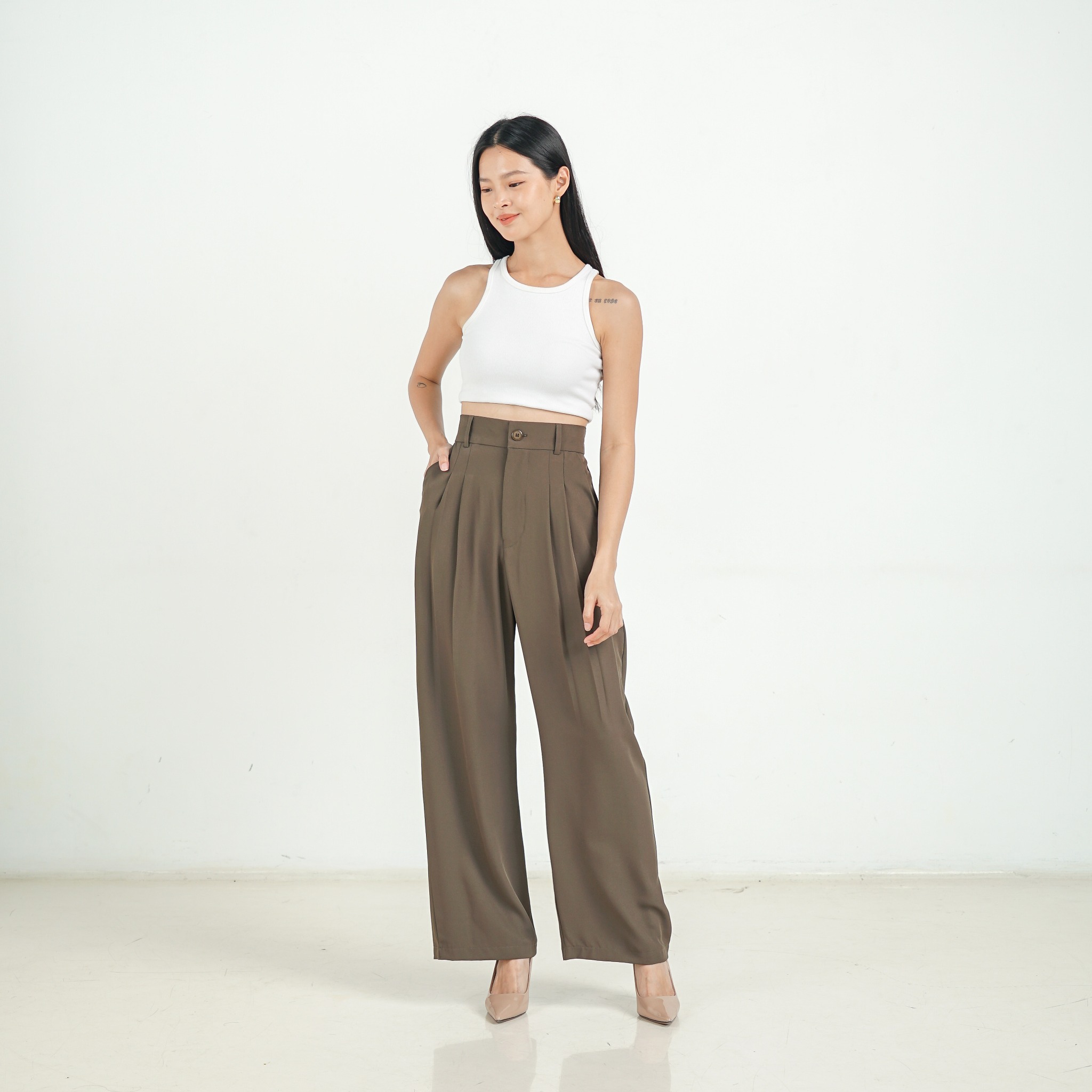 [Tutuloph] Basic Long Kulot V3 | Kulot Celana Karet Kantor Highwaist Pants | Flowy Pants All size Normal Big size Premium Bawahan 