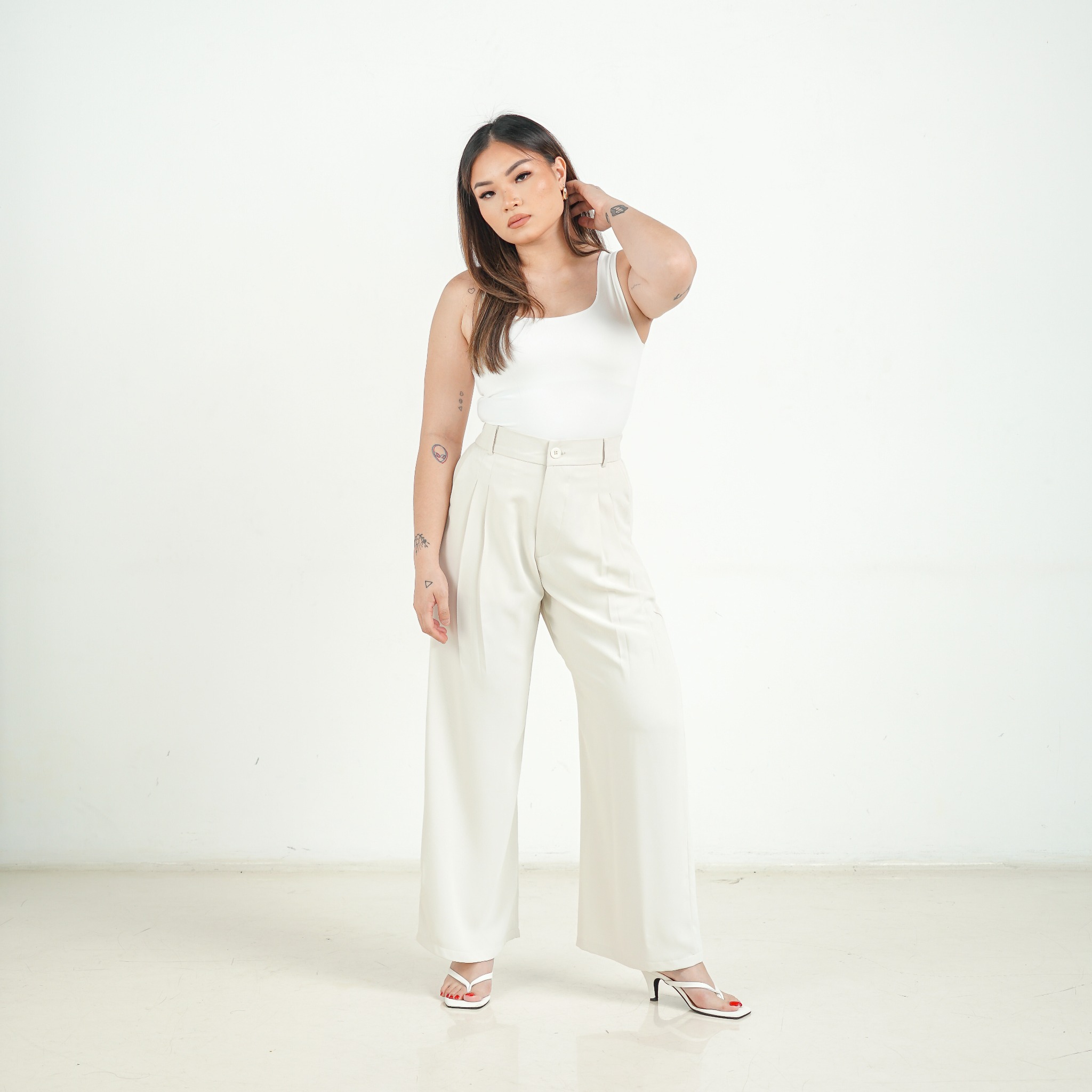 [Tutuloph] Basic Long Kulot V3 | Kulot Celana Karet Kantor Highwaist Pants | Flowy Pants All size Normal Big size Premium Bawahan 