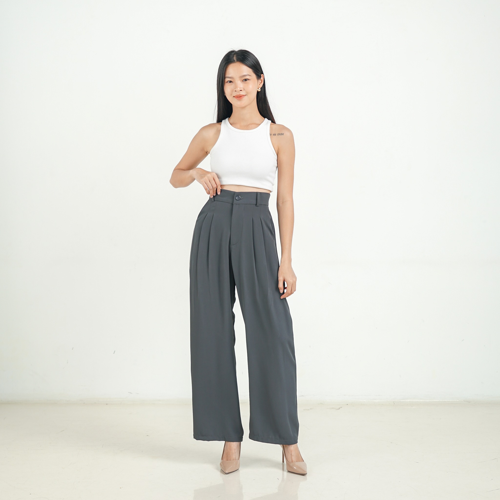 [Tutuloph] Basic Long Kulot V3 | Kulot Celana Karet Kantor Highwaist Pants | Flowy Pants All size Normal Big size Premium Bawahan 
