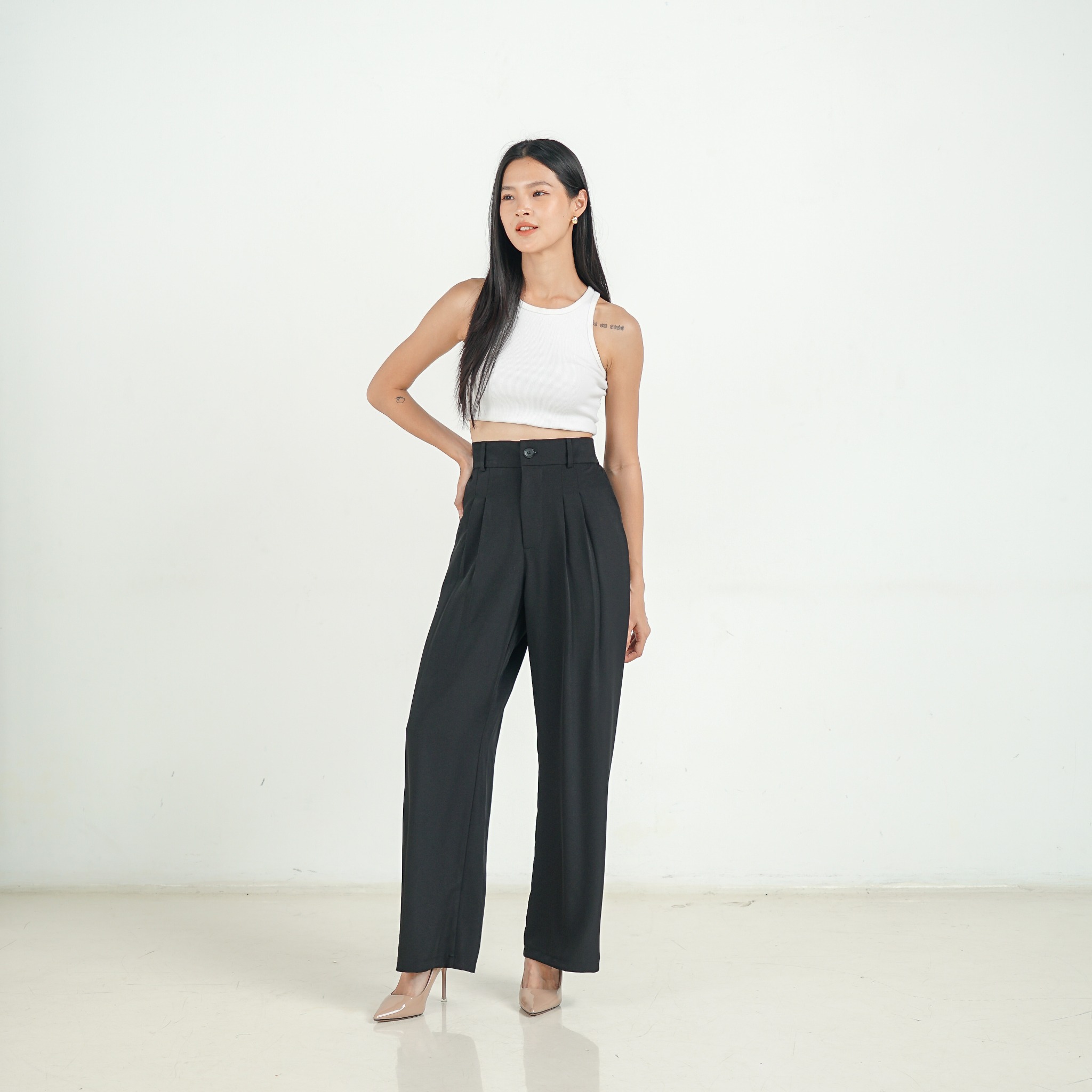 [Tutuloph] Basic Long Kulot V3 | Kulot Celana Karet Kantor Highwaist Pants | Flowy Pants All size Normal Big size Premium Bawahan 