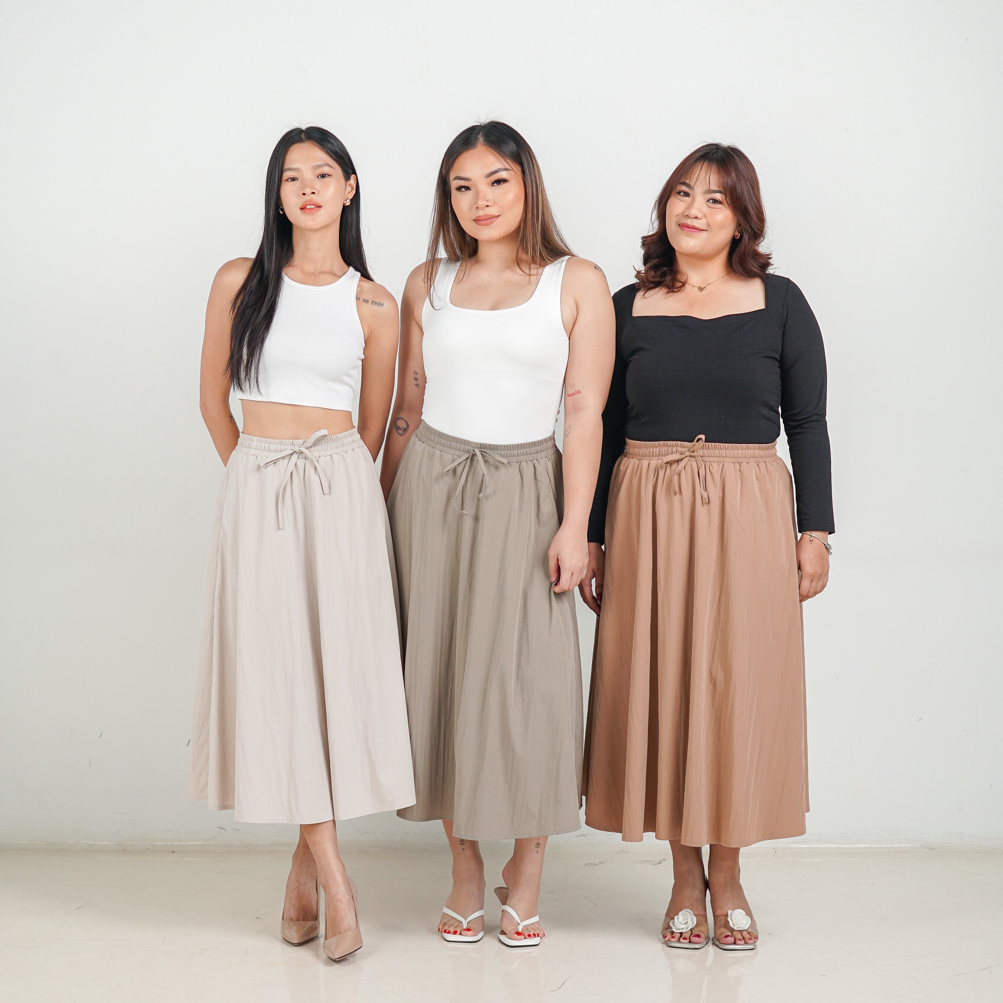 [Tutuloph] Hana Midi Skirt | Rok Midi Wanita Pinggang Karet – Fit to Big Size | Rok Casual Nyaman untuk Daily Wear & Tampilan Feminim