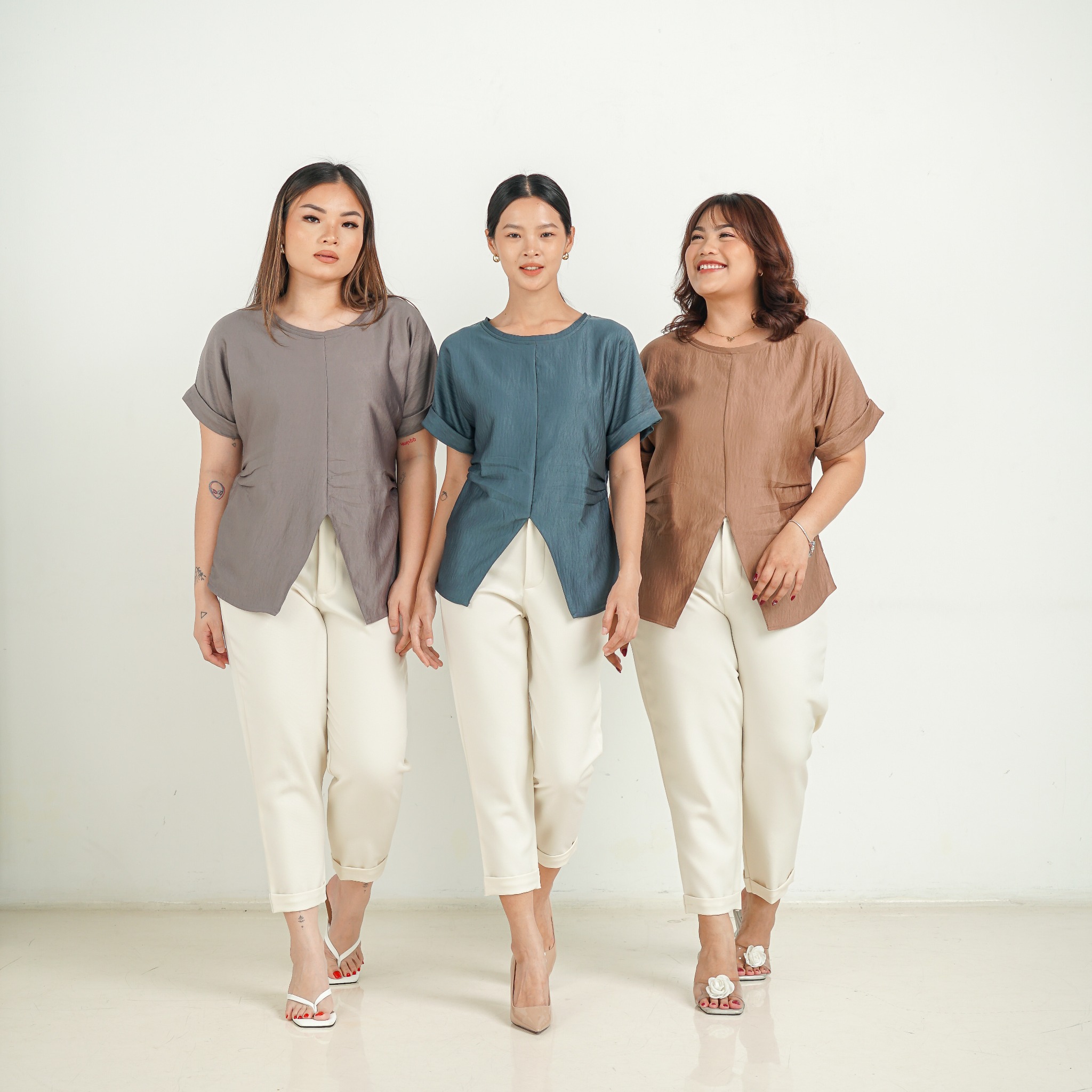 [Tutuloph] Mina Blouse | Atasan Wanita Slim Look Lengan Pendek – Fit to Big Size | Blouse Casual Elegan untuk Daily & Office Wear