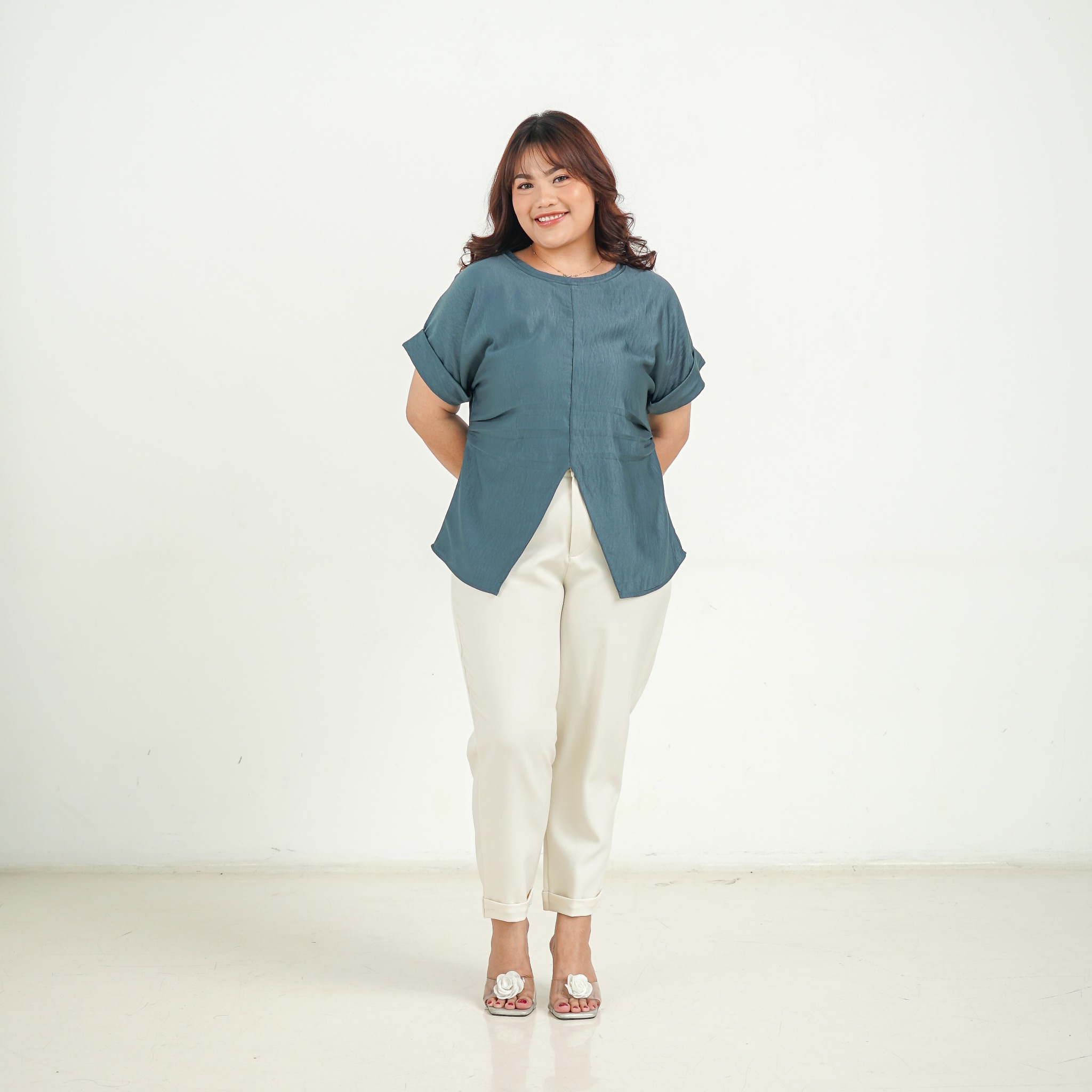 [Tutuloph] Mina Blouse | Atasan Wanita Slim Look Lengan Pendek – Fit to Big Size | Blouse Casual Elegan untuk Daily & Office Wear