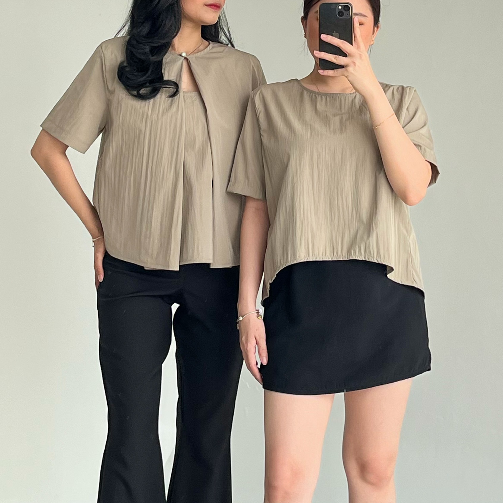 [Tutuloph] Nora Blouse | Front & Back Side Top | Atasan Blouse Lengan Pendek Wanita | Top | ALL SIZE - BIG SIZE