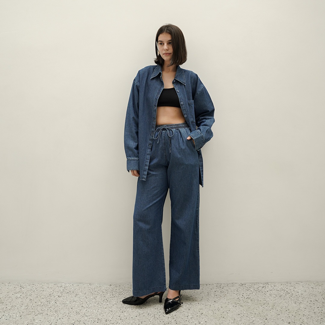 [Tutuloph] Dion Kulot Pants | Kulot Celana Karet Kantor Highwaist Pants | Denim Top Jeans - Denim Collection | Bawahan Denim All size Normal Big size Premium 