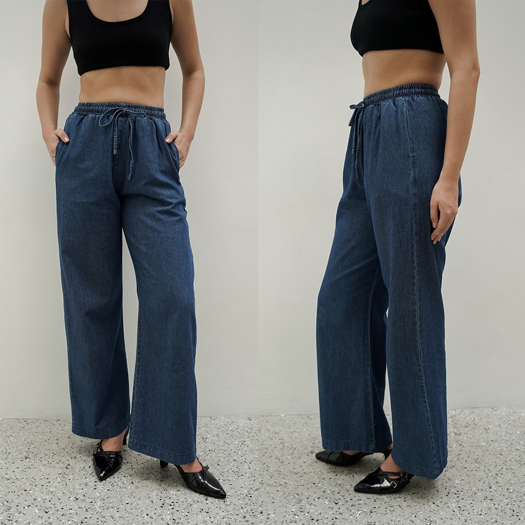 [Tutuloph] Dion Kulot Pants | Kulot Celana Karet Kantor Highwaist Pants | Denim Top Jeans - Denim Collection | Bawahan Denim All size Normal Big size Premium 