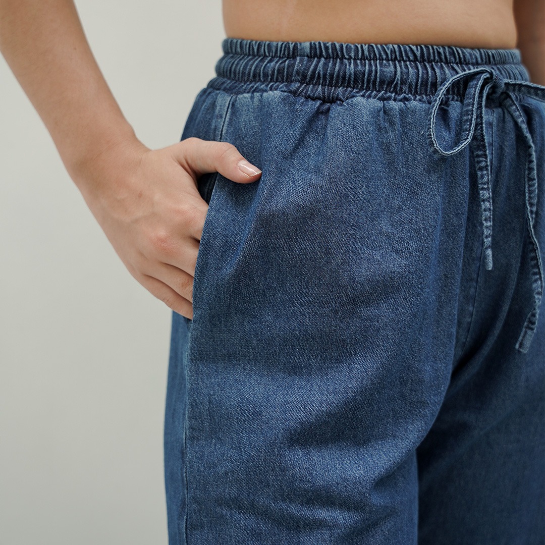 [Tutuloph] Dion Kulot Pants | Kulot Celana Karet Kantor Highwaist Pants | Denim Top Jeans - Denim Collection | Bawahan Denim All size Normal Big size Premium 