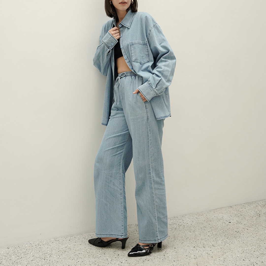 [Tutuloph] Dion Kulot Pants | Kulot Celana Karet Kantor Highwaist Pants | Denim Top Jeans - Denim Collection | Bawahan Denim All size Normal Big size Premium 