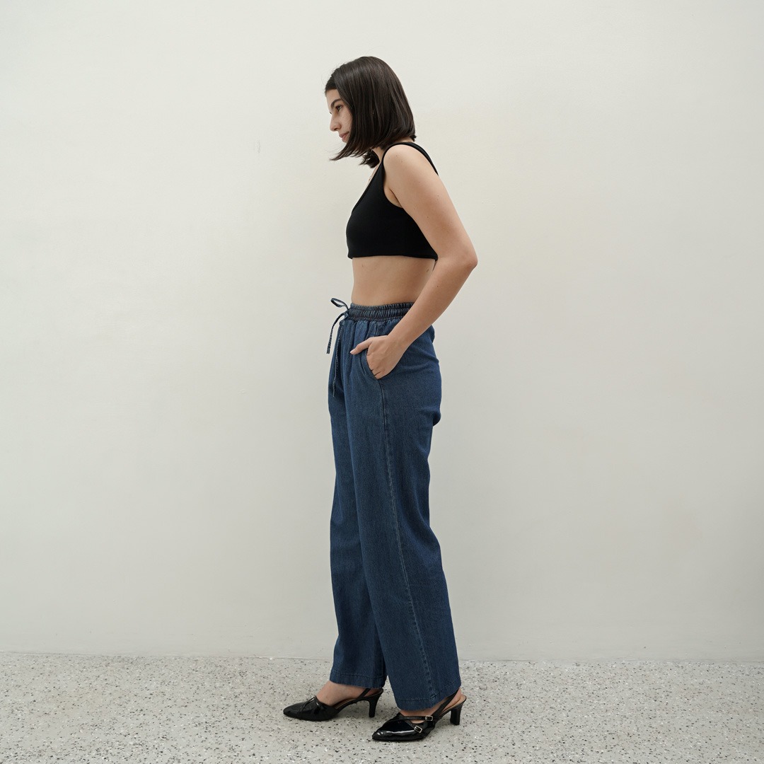 [Tutuloph] Dion Kulot Pants | Kulot Celana Karet Kantor Highwaist Pants | Denim Top Jeans - Denim Collection | Bawahan Denim All size Normal Big size Premium 