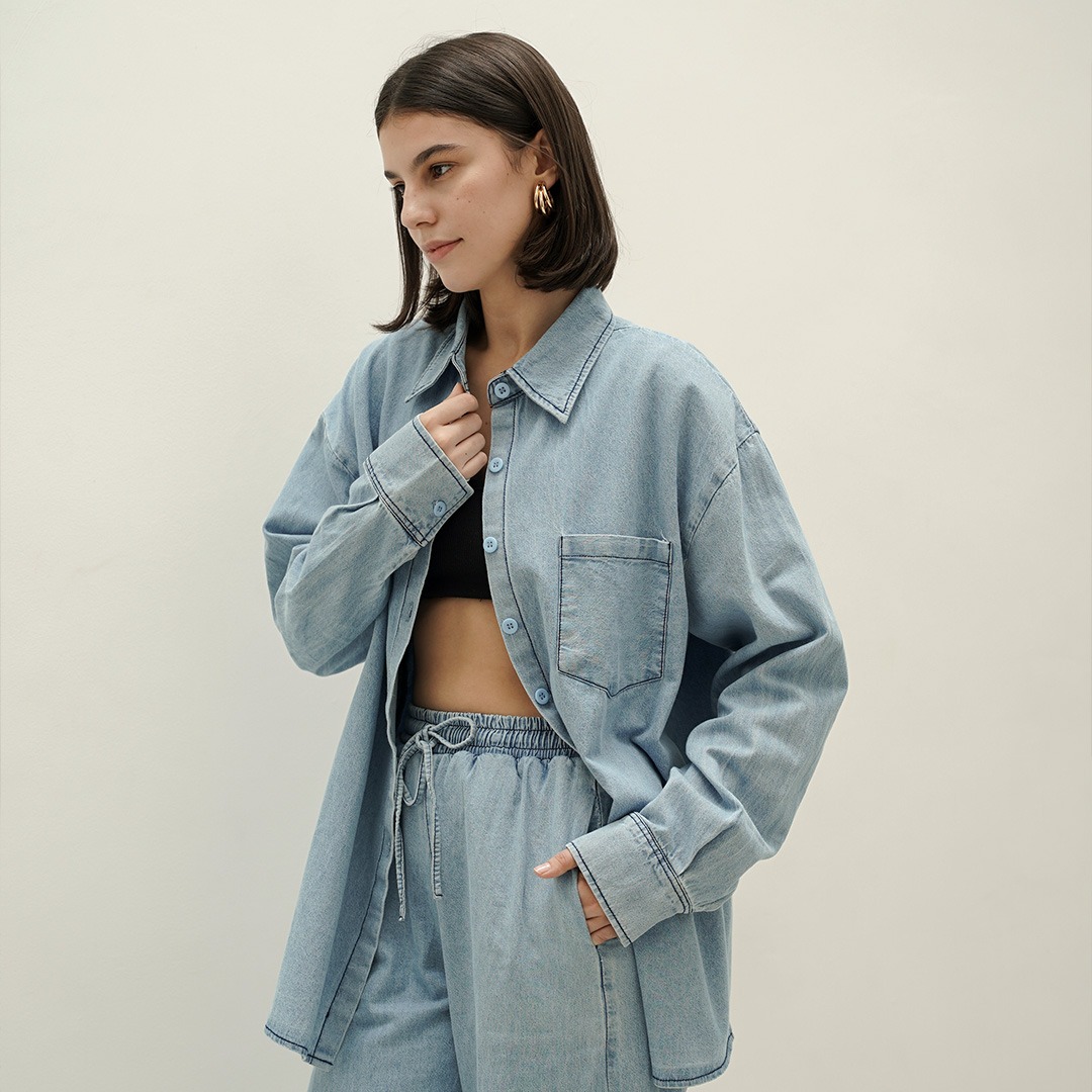 [Tutuloph] Avery Shirt | Denim Top Jeans - Denim Collection | Atasan Denim Casual Fashion Normal Bigsize