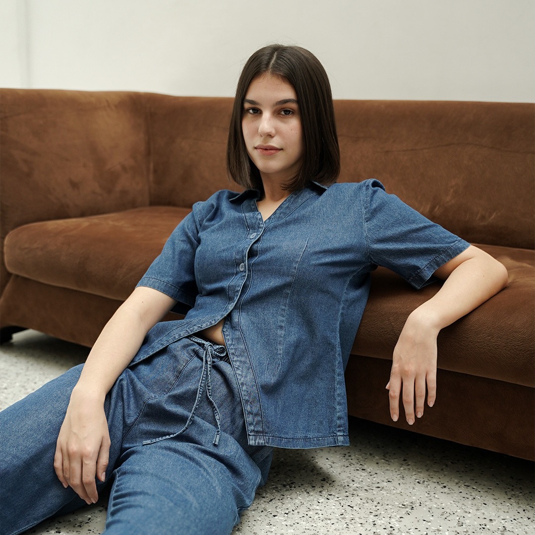 [Tutuloph] Jane Top | Atasan Denim Lengan Panjang Top Long Sleeve | Denim Top Jeans - Denim Collection | Atasan Kemeja Kancing Denim All size Normal Big size Premium 