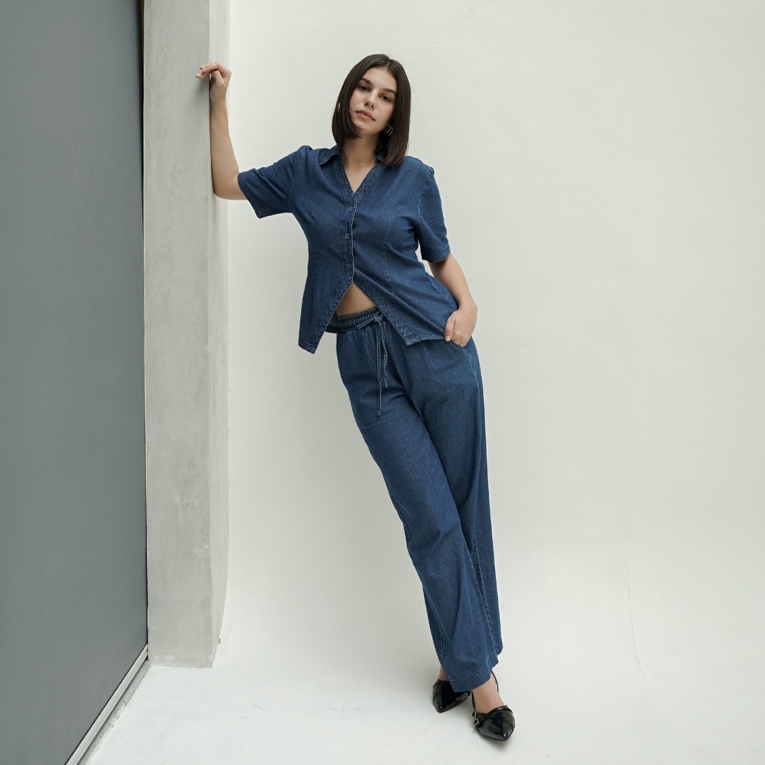 [Tutuloph] Jane Top | Atasan Denim Lengan Panjang Top Long Sleeve | Denim Top Jeans - Denim Collection | Atasan Kemeja Kancing Denim All size Normal Big size Premium 