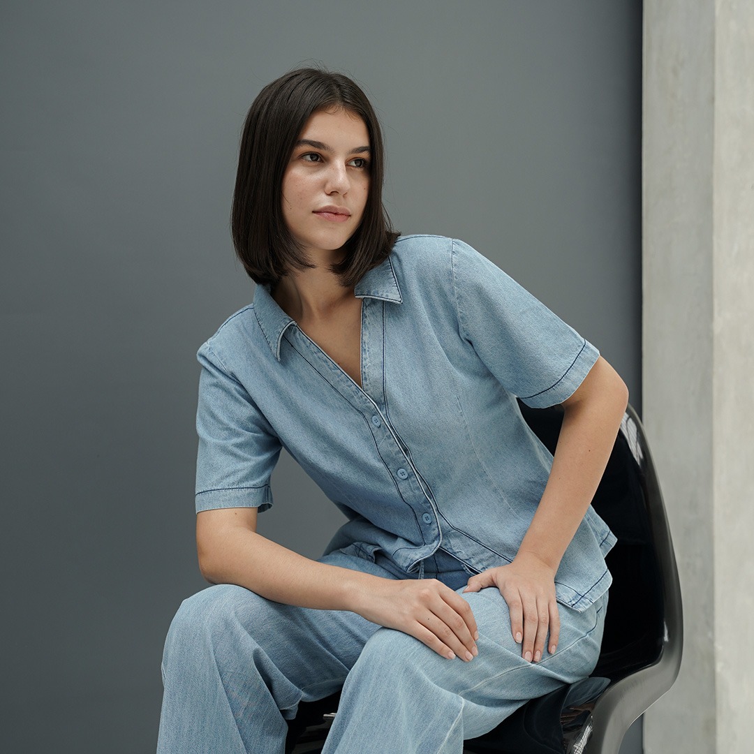 [Tutuloph] Jane Top | Atasan Denim Lengan Panjang Top Long Sleeve | Denim Top Jeans - Denim Collection | Atasan Kemeja Kancing Denim All size Normal Big size Premium 