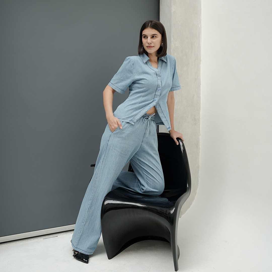 [Tutuloph] Jane Top | Atasan Denim Lengan Panjang Top Long Sleeve | Denim Top Jeans - Denim Collection | Atasan Kemeja Kancing Denim All size Normal Big size Premium 