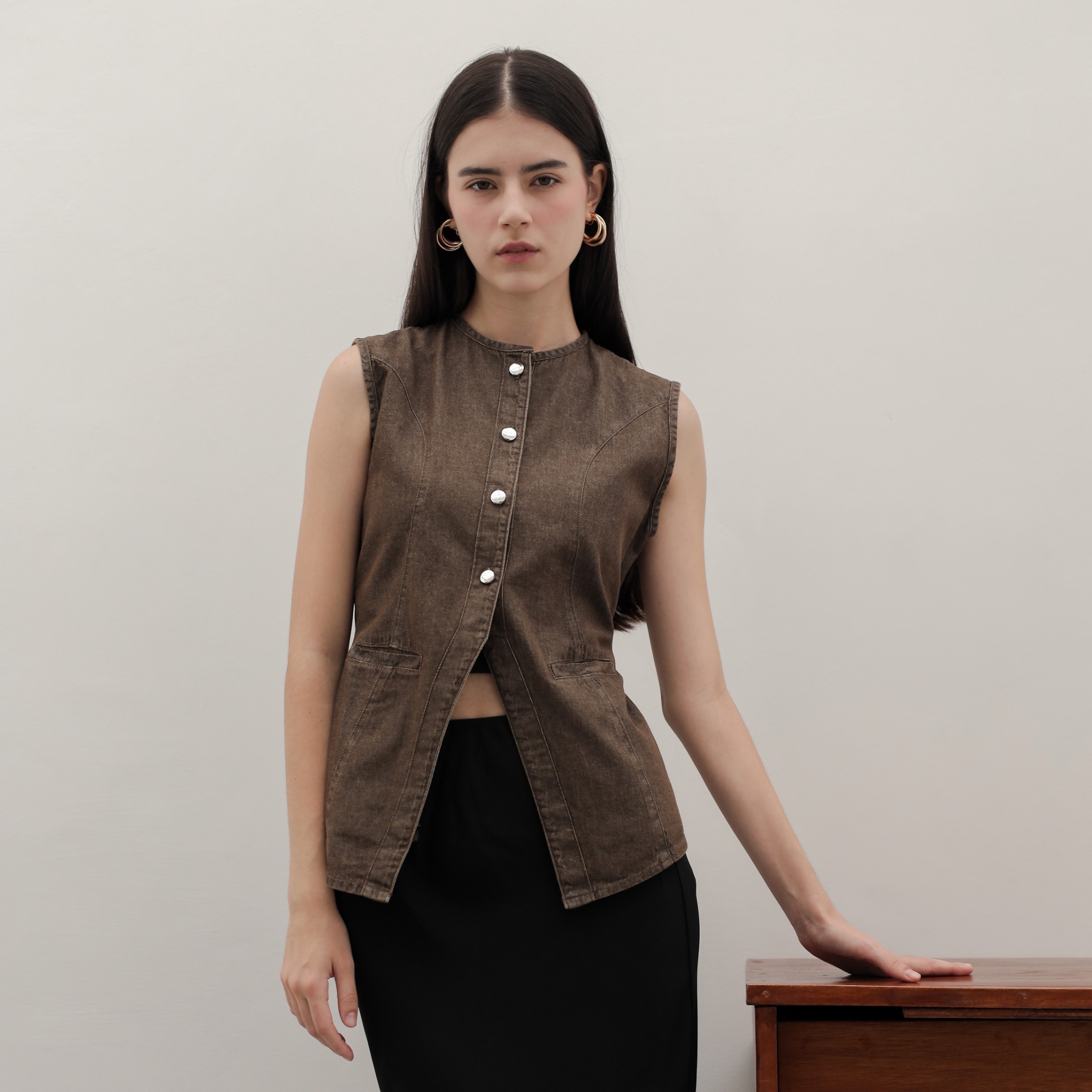 [Tutuloph] River Vest | Atasan Denim Vest Outer Top | Denim Top Jeans - Denim Collection | Atasan Kemeja Kancing Denim All size Normal Big size Premium 