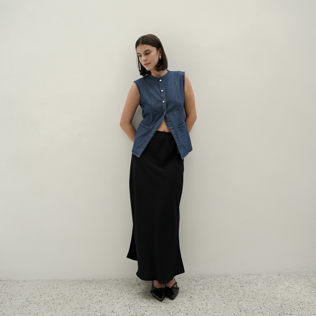 [Tutuloph] River Vest | Atasan Denim Vest Outer Top | Denim Top Jeans - Denim Collection | Atasan Kemeja Kancing Denim All size Normal Big size Premium 