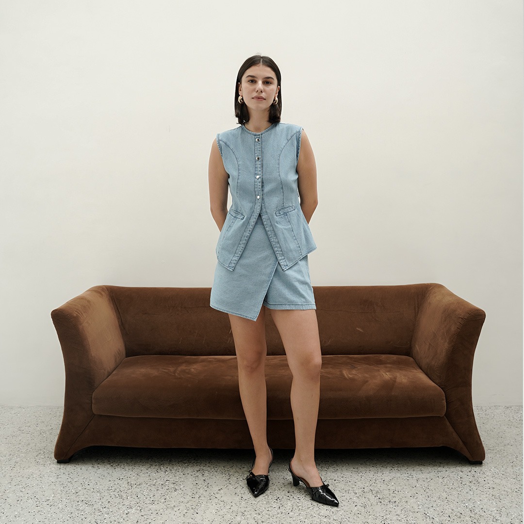 [Tutuloph] River Vest | Atasan Denim Vest Outer Top | Denim Top Jeans - Denim Collection | Atasan Kemeja Kancing Denim All size Normal Big size Premium 