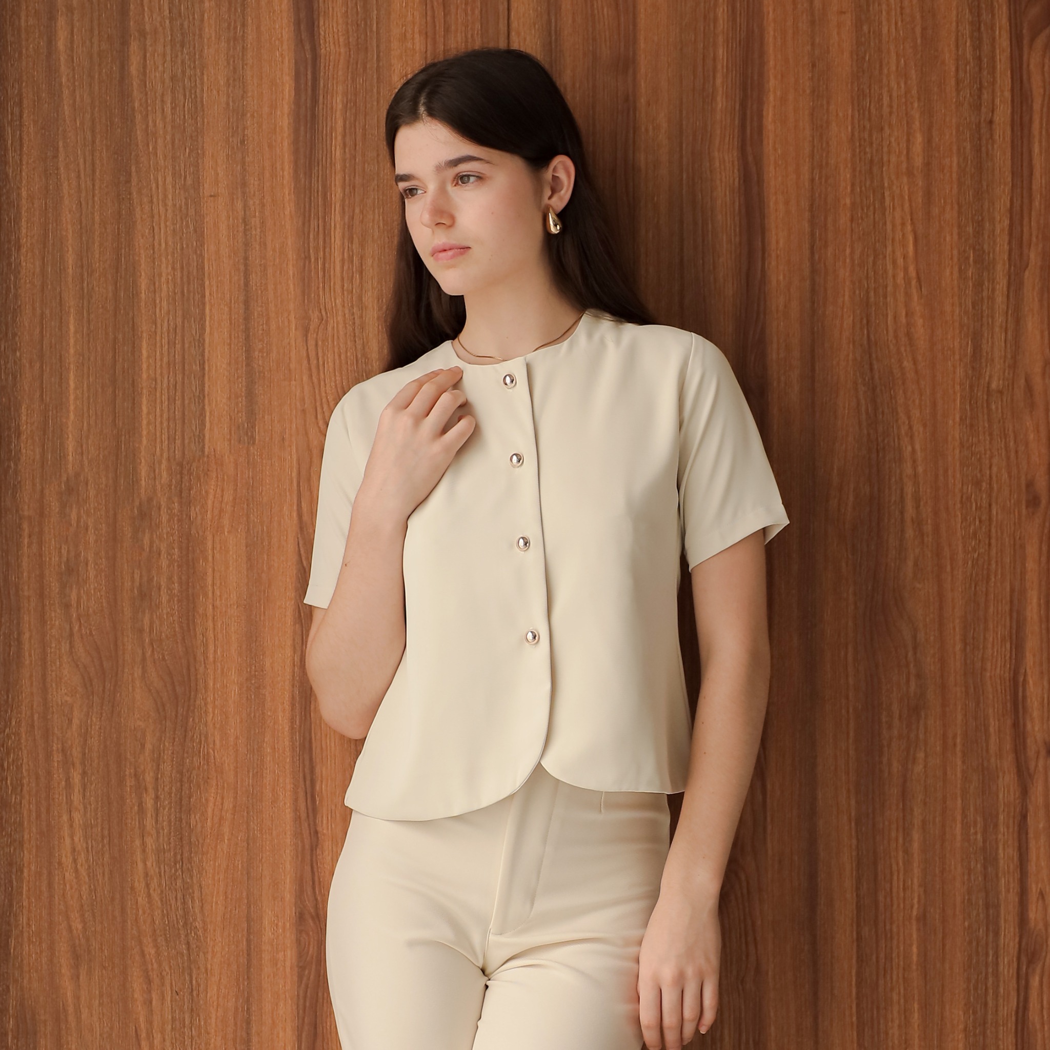 [Tutuloph] Sena Blouse [Short Sleeve] | Blazer Lengan Pendek |  Blouse Wanita Casual Formal Look | Outerwear Ringan Elegan & Stylish