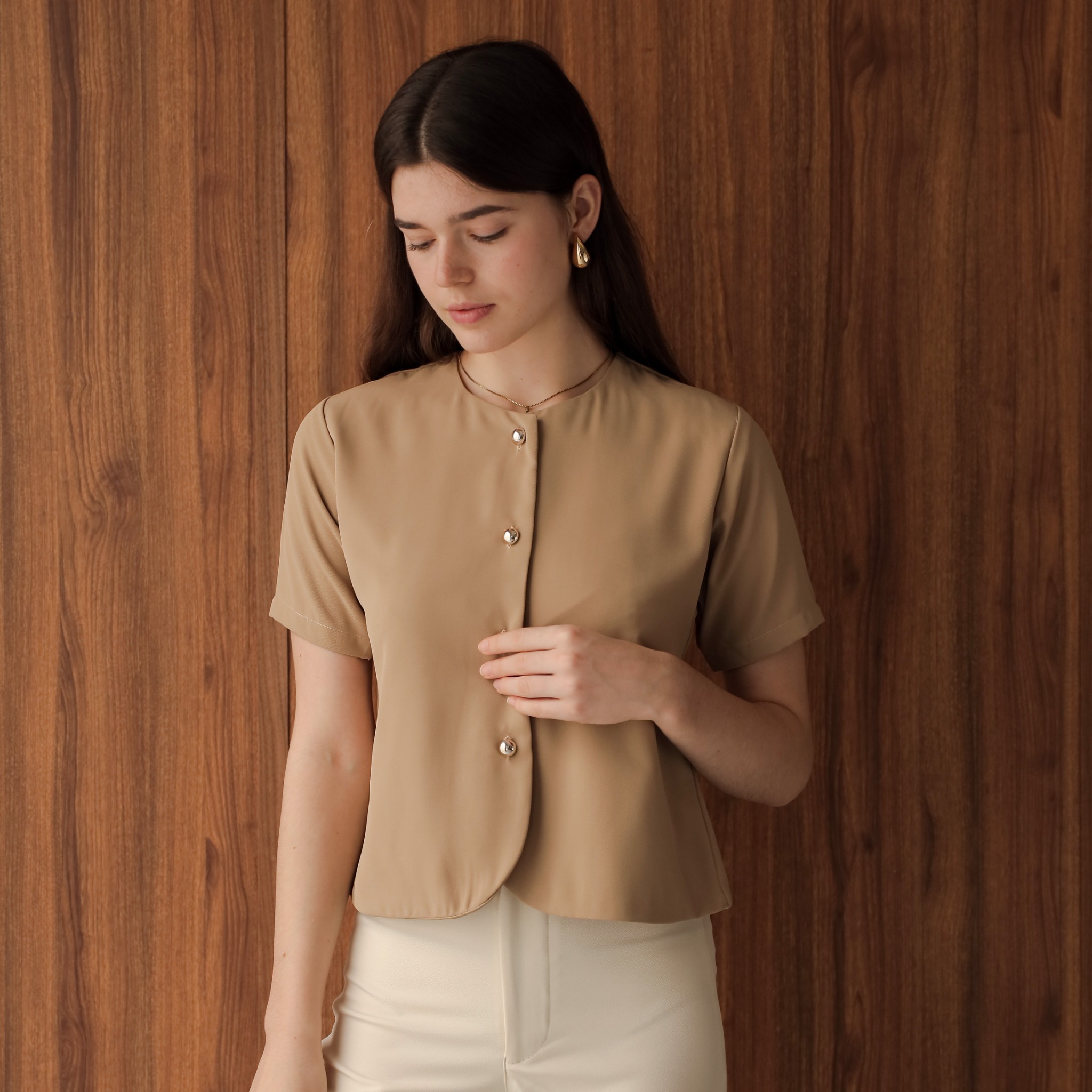 [Tutuloph] Sena Blouse [Short Sleeve] | Blazer Lengan Pendek |  Blouse Wanita Casual Formal Look | Outerwear Ringan Elegan & Stylish