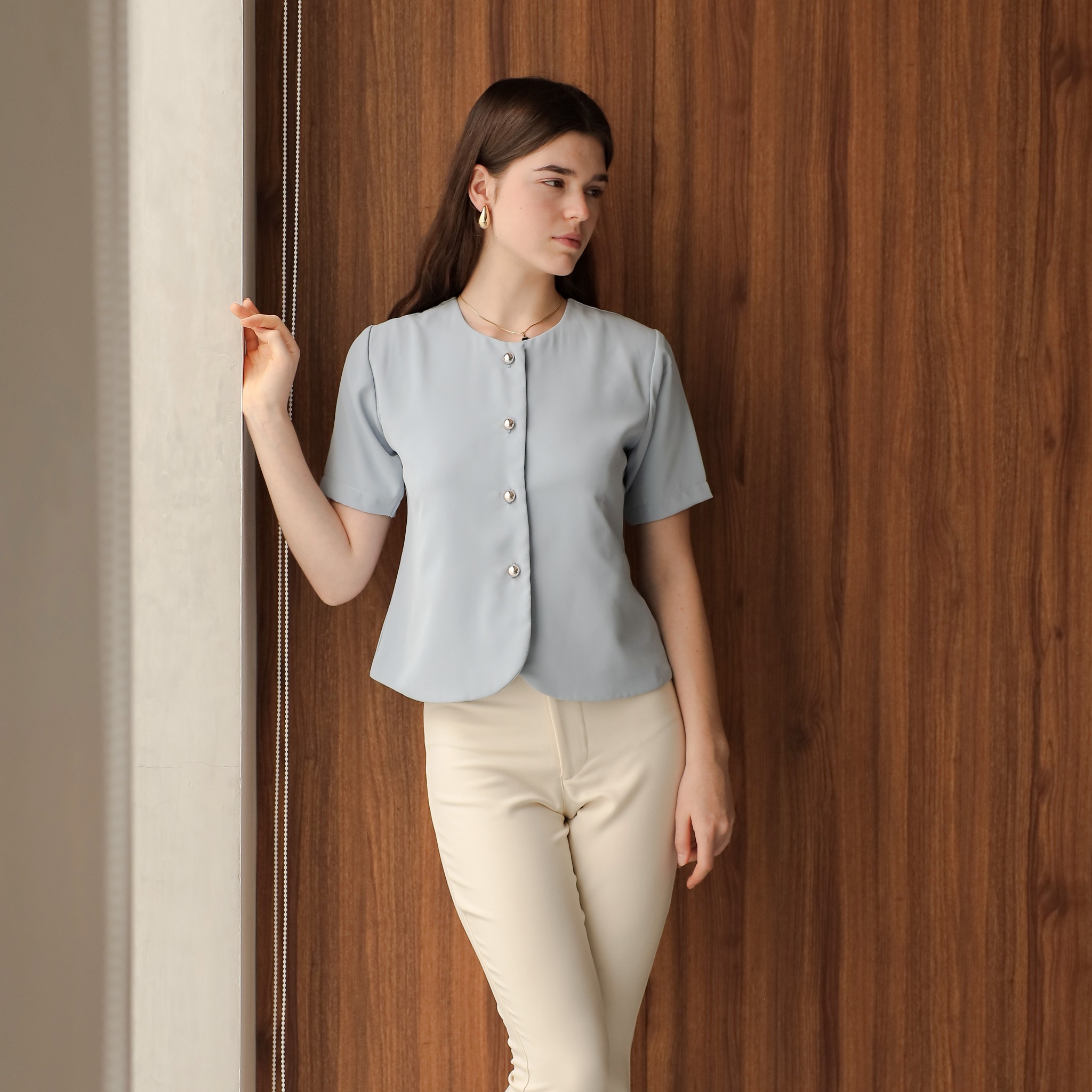 [Tutuloph] Sena Blouse [Short Sleeve] | Blazer Lengan Pendek |  Blouse Wanita Casual Formal Look | Outerwear Ringan Elegan & Stylish