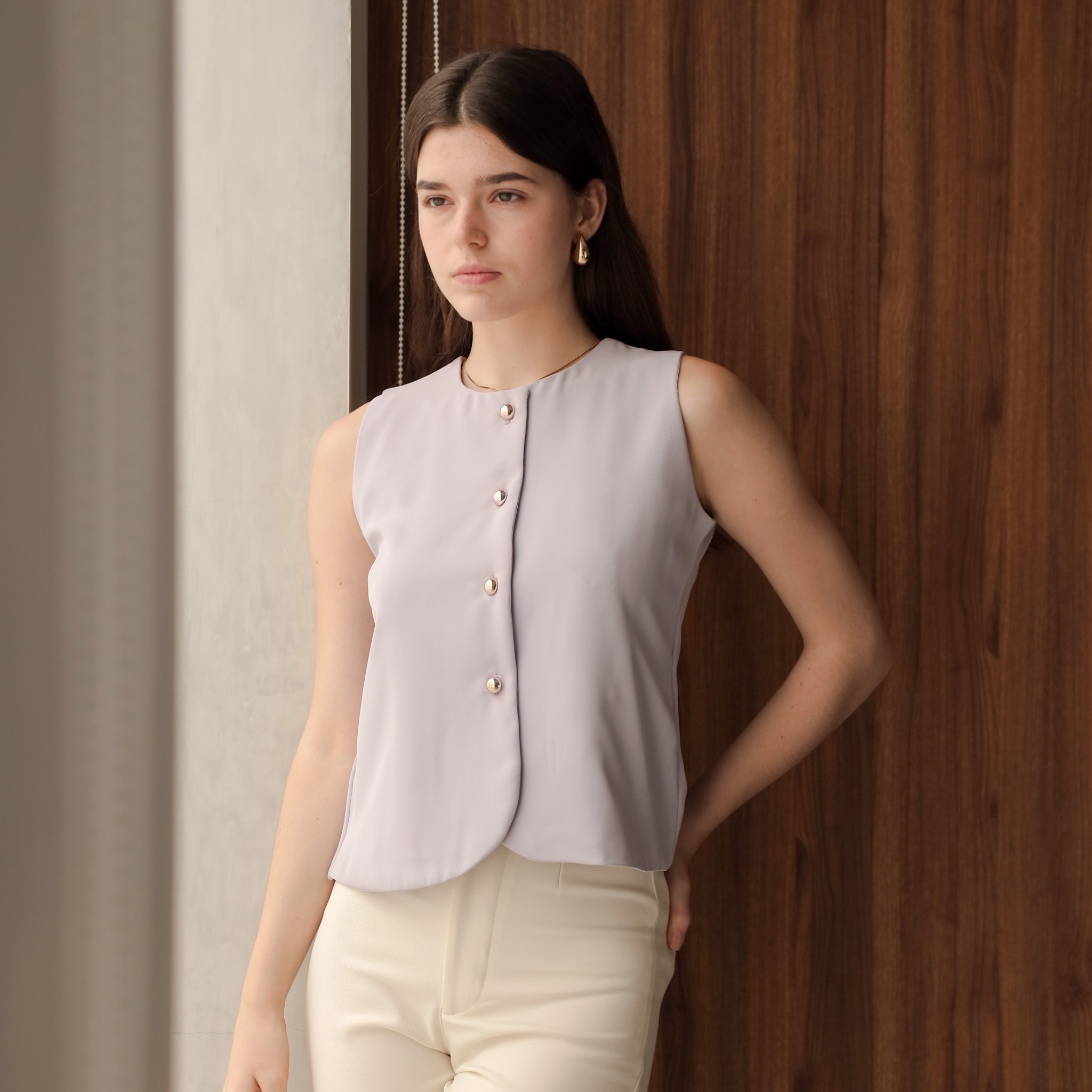 [Tutuloph] Hanni Tank Top [Sleeveless] | Blouse Tank Wanita Casual Formal Look | Atasan Wanita Casual Formal Elegan & Stylish