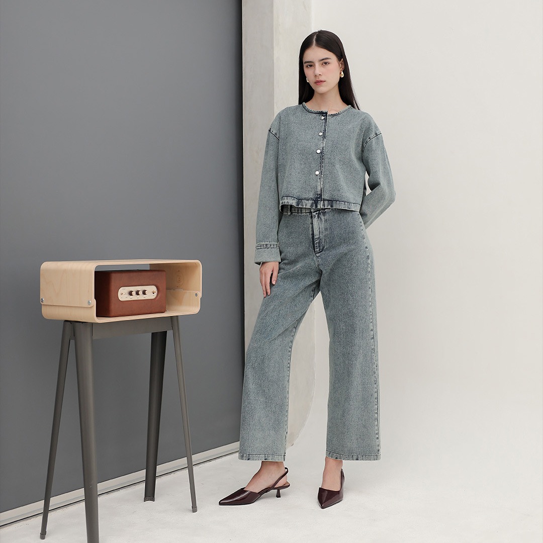[Tutuloph] Zoe Pants | Jeans - Denim Collection |  Celana Panjang Straight Highwaist Kulot Denim Wanita