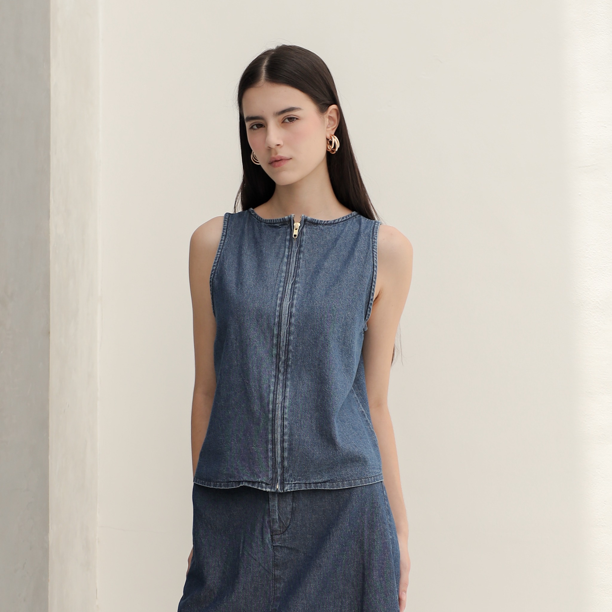 [Tutuloph] Elora Vest | Atasan Wanita Denim Top Jeans - Denim Collection | Vest Reversible Denim Casual Fashion Normal Bigsize