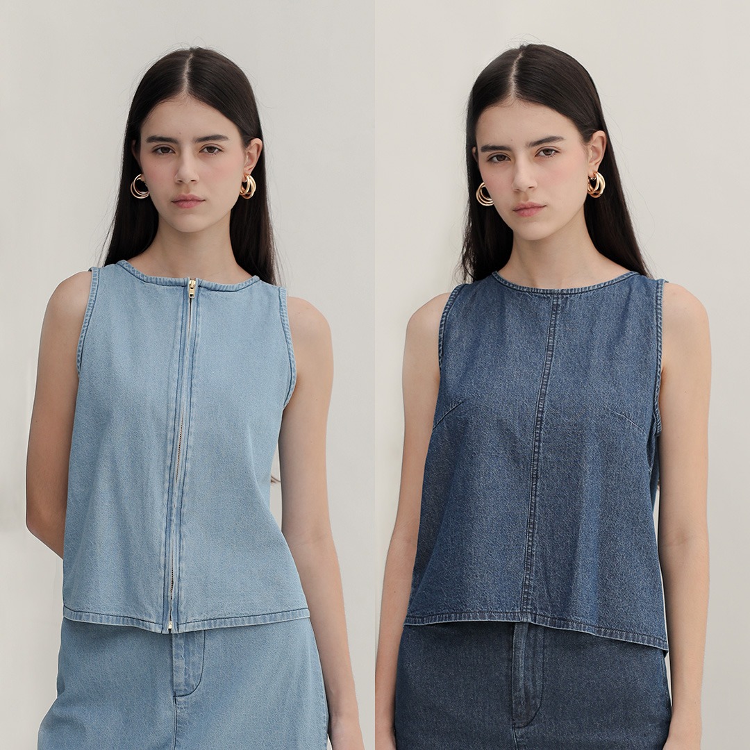[Tutuloph] Elora Vest | Atasan Wanita Denim Top Jeans - Denim Collection | Vest Reversible Denim Casual Fashion Normal Bigsize