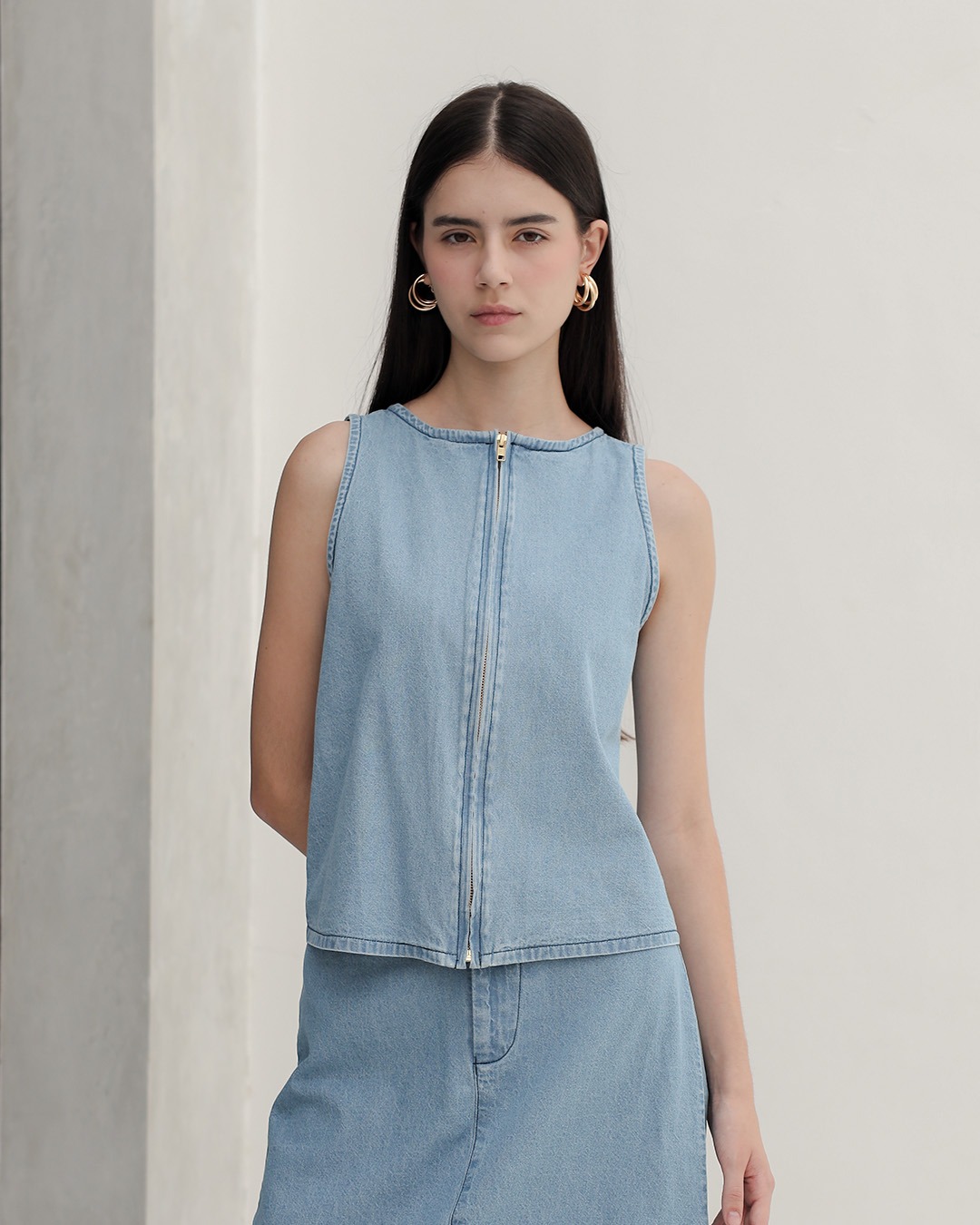 [Tutuloph] Elora Vest | Atasan Wanita Denim Top Jeans - Denim Collection | Vest Reversible Denim Casual Fashion Normal Bigsize
