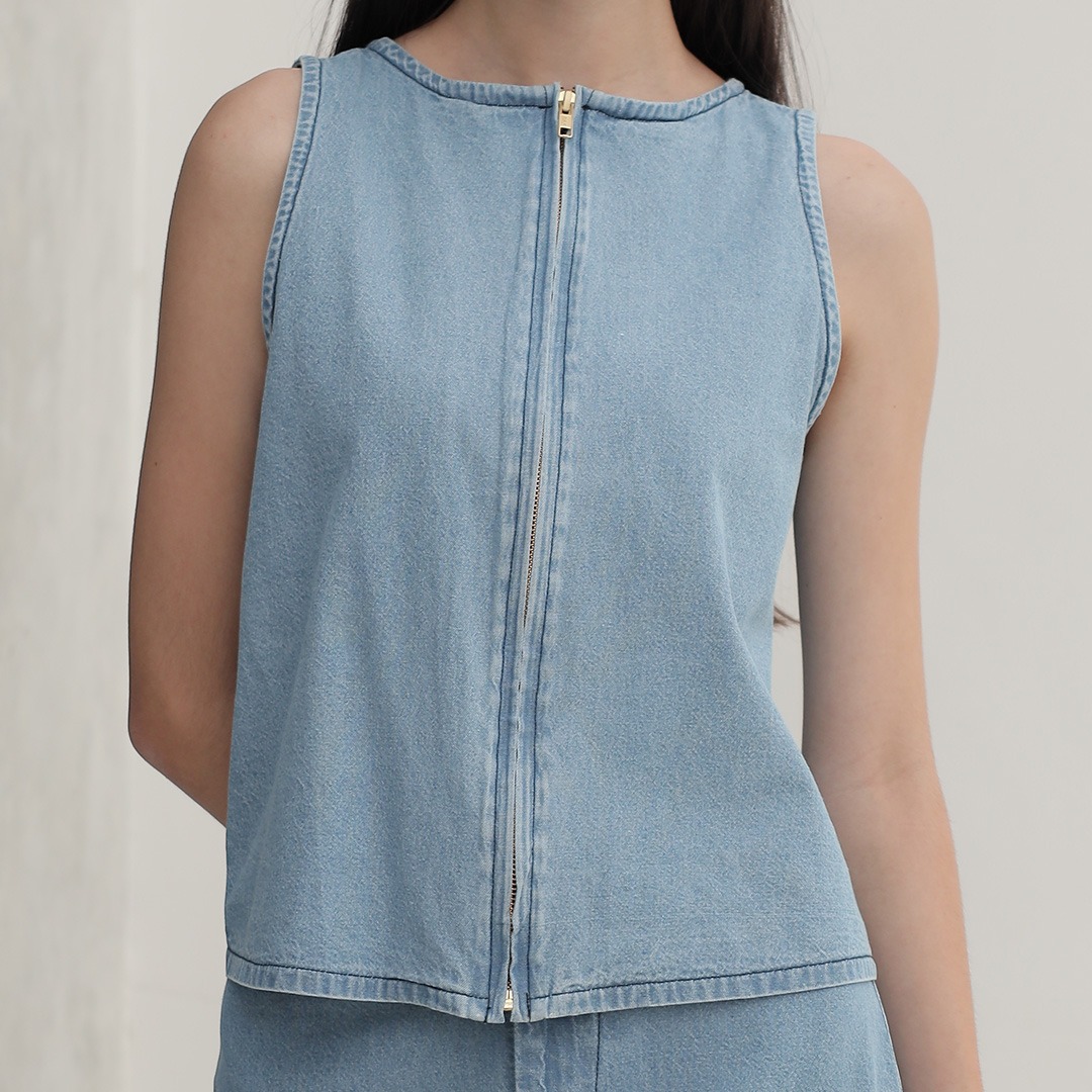 [Tutuloph] Elora Vest | Atasan Wanita Denim Top Jeans - Denim Collection | Vest Reversible Denim Casual Fashion Normal Bigsize