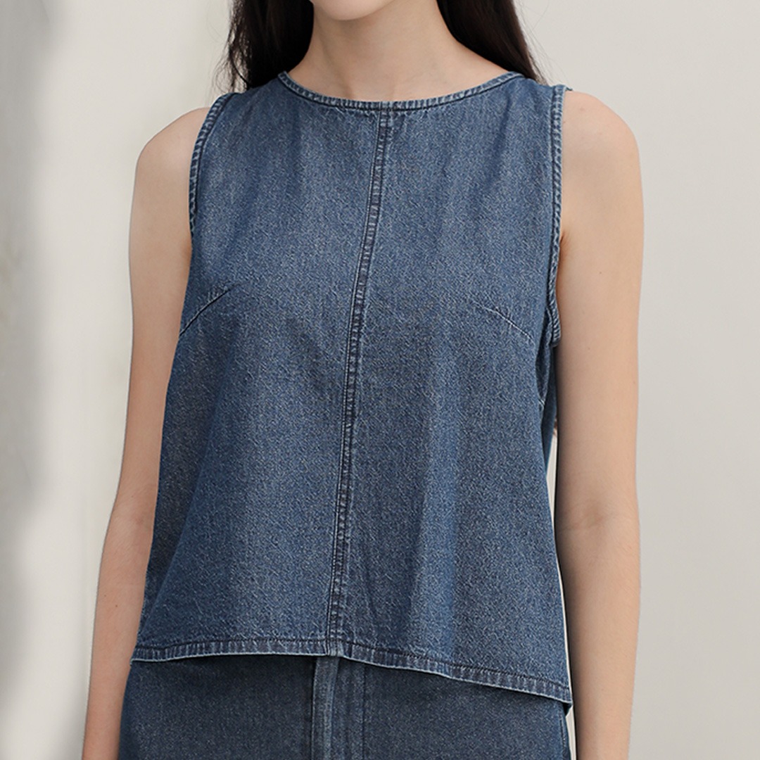 [Tutuloph] Elora Vest | Atasan Wanita Denim Top Jeans - Denim Collection | Vest Reversible Denim Casual Fashion Normal Bigsize