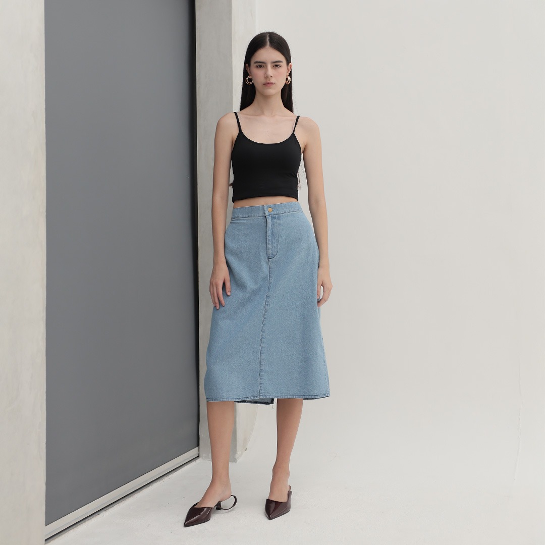 [Tutuloph] Robin Rok Jeans Midi Skirt | Jeans - Denim Collection | Denim Midi Skirt Fashion Wanita Rok Big size Wanita