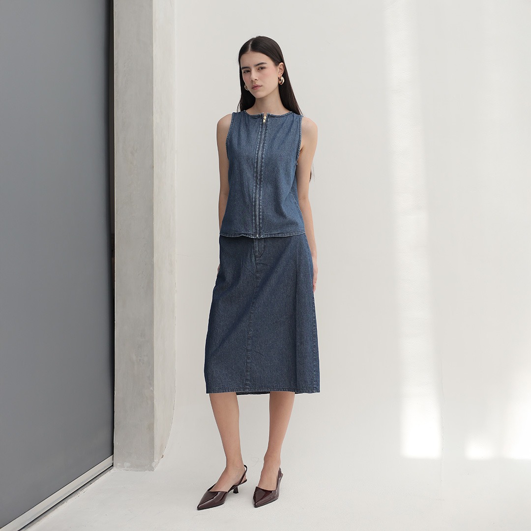 [Tutuloph] Robin Rok Jeans Midi Skirt | Jeans - Denim Collection | Denim Midi Skirt Fashion Wanita Rok Big size Wanita