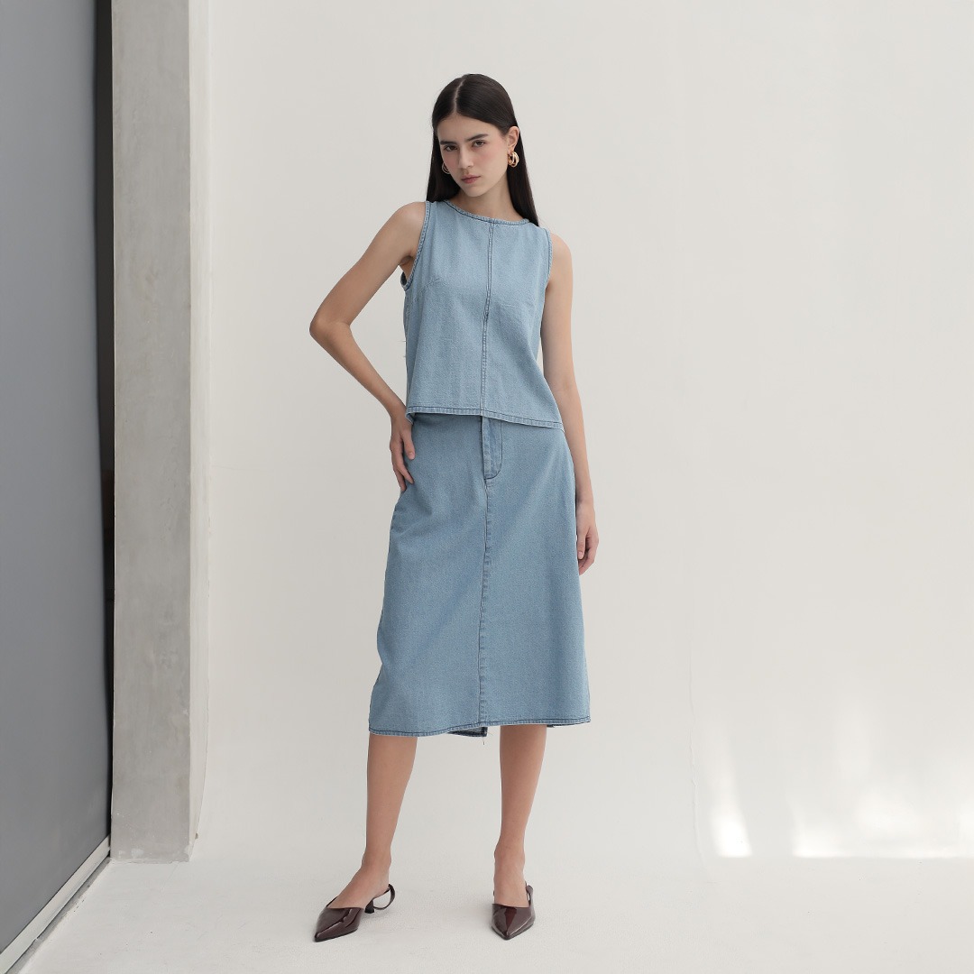 [Tutuloph] Robin Rok Jeans Midi Skirt | Jeans - Denim Collection | Denim Midi Skirt Fashion Wanita Rok Big size Wanita