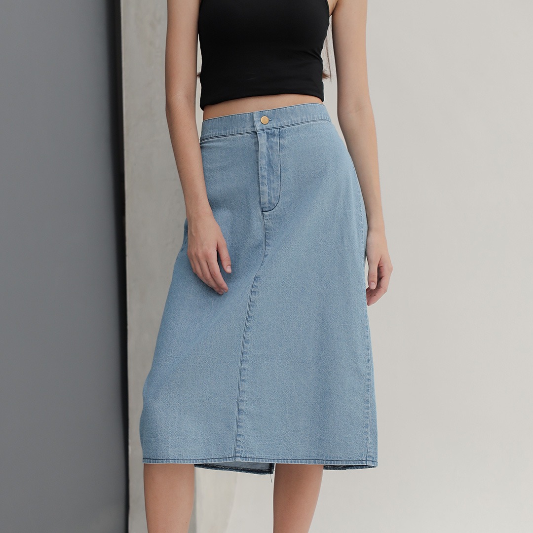 [Tutuloph] Robin Rok Jeans Midi Skirt | Jeans - Denim Collection | Denim Midi Skirt Fashion Wanita Rok Big size Wanita