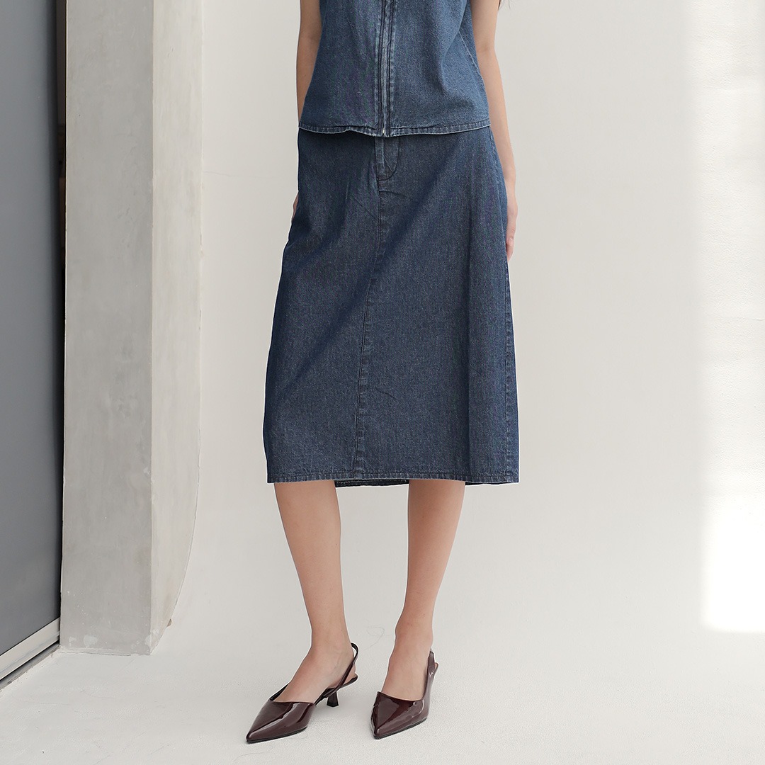 [Tutuloph] Robin Rok Jeans Midi Skirt | Jeans - Denim Collection | Denim Midi Skirt Fashion Wanita Rok Big size Wanita