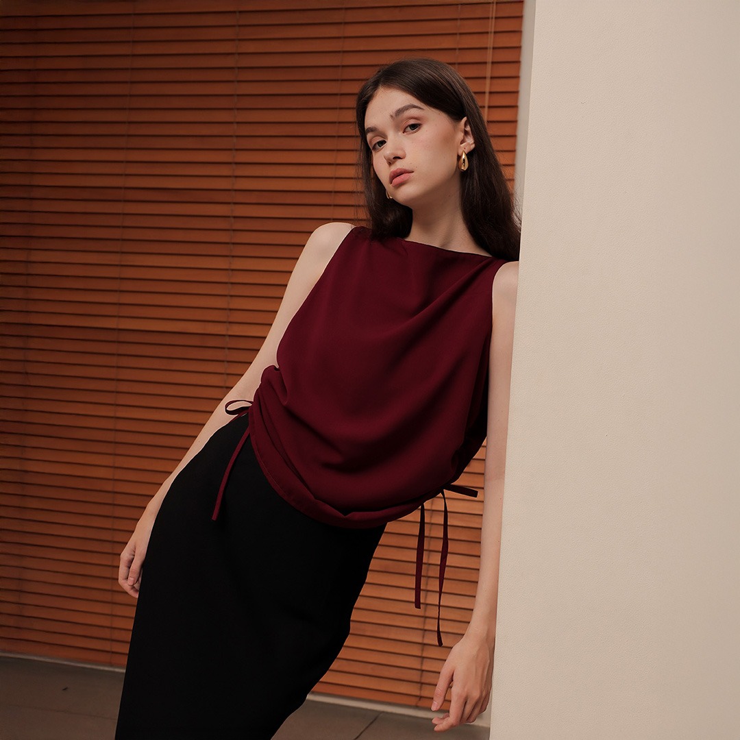 [Tutuloph] Grace Tank Top |  Blouse Tank Top Serut Wanita Casual Formal Look | Atasan Wanita Casual Formal Elegan & Stylish