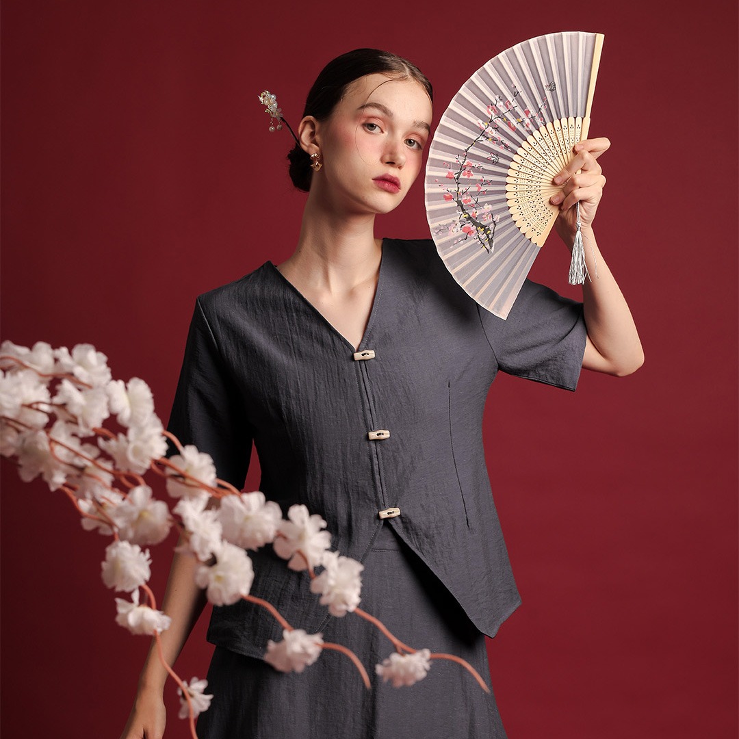 [Tutuloph] Paula Blouse | Blouse Wanita Atasan Kemeja Wanita Casual Fashion Kantor Blouse Kancing Lengan Pendek Top Bigsize