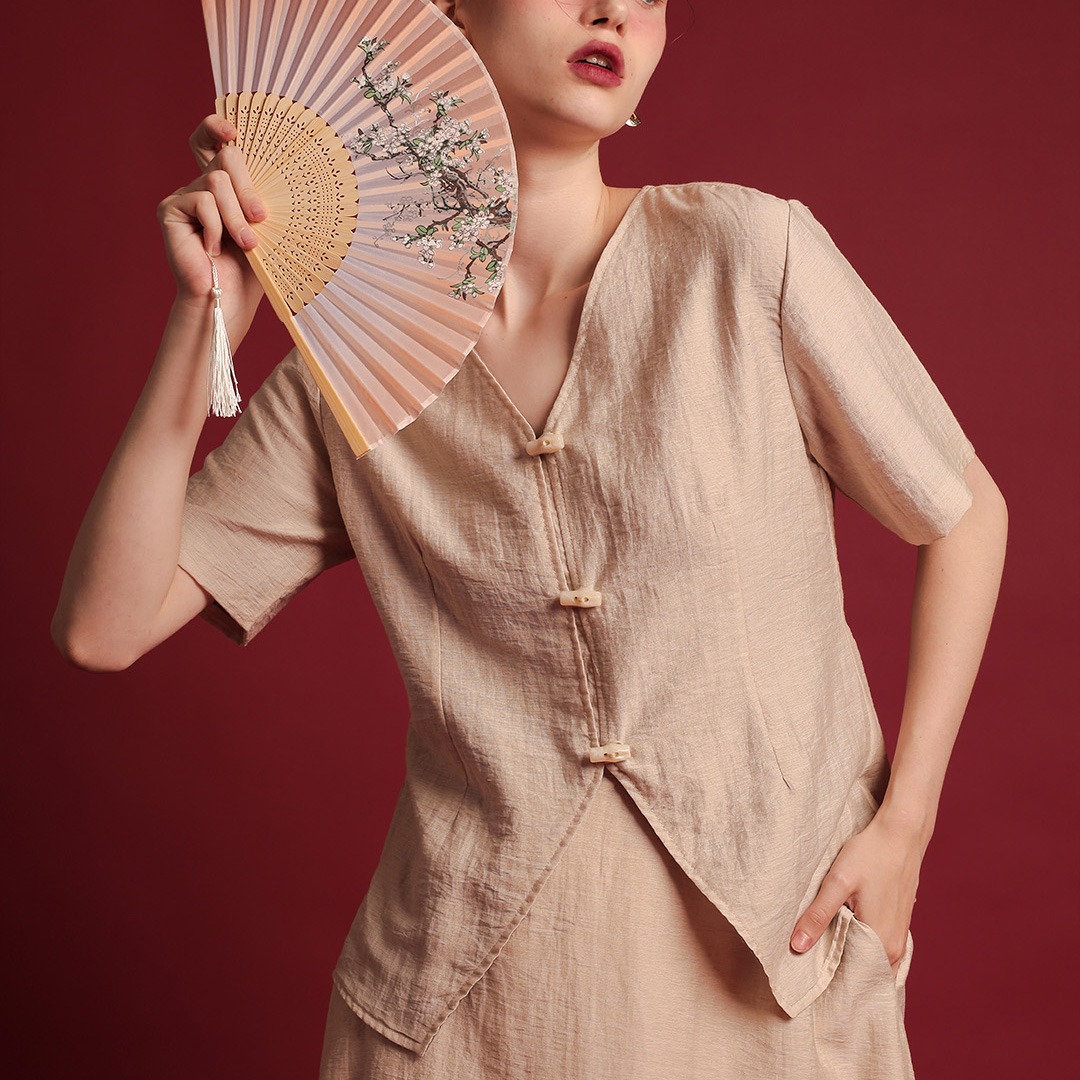 [Tutuloph] Paula Blouse | Blouse Wanita Atasan Kemeja Wanita Casual Fashion Kantor Blouse Kancing Lengan Pendek Top Bigsize