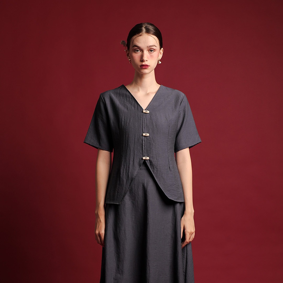 [Tutuloph] Paula Blouse | Blouse Wanita Atasan Kemeja Wanita Casual Fashion Kantor Blouse Kancing Lengan Pendek Top Bigsize
