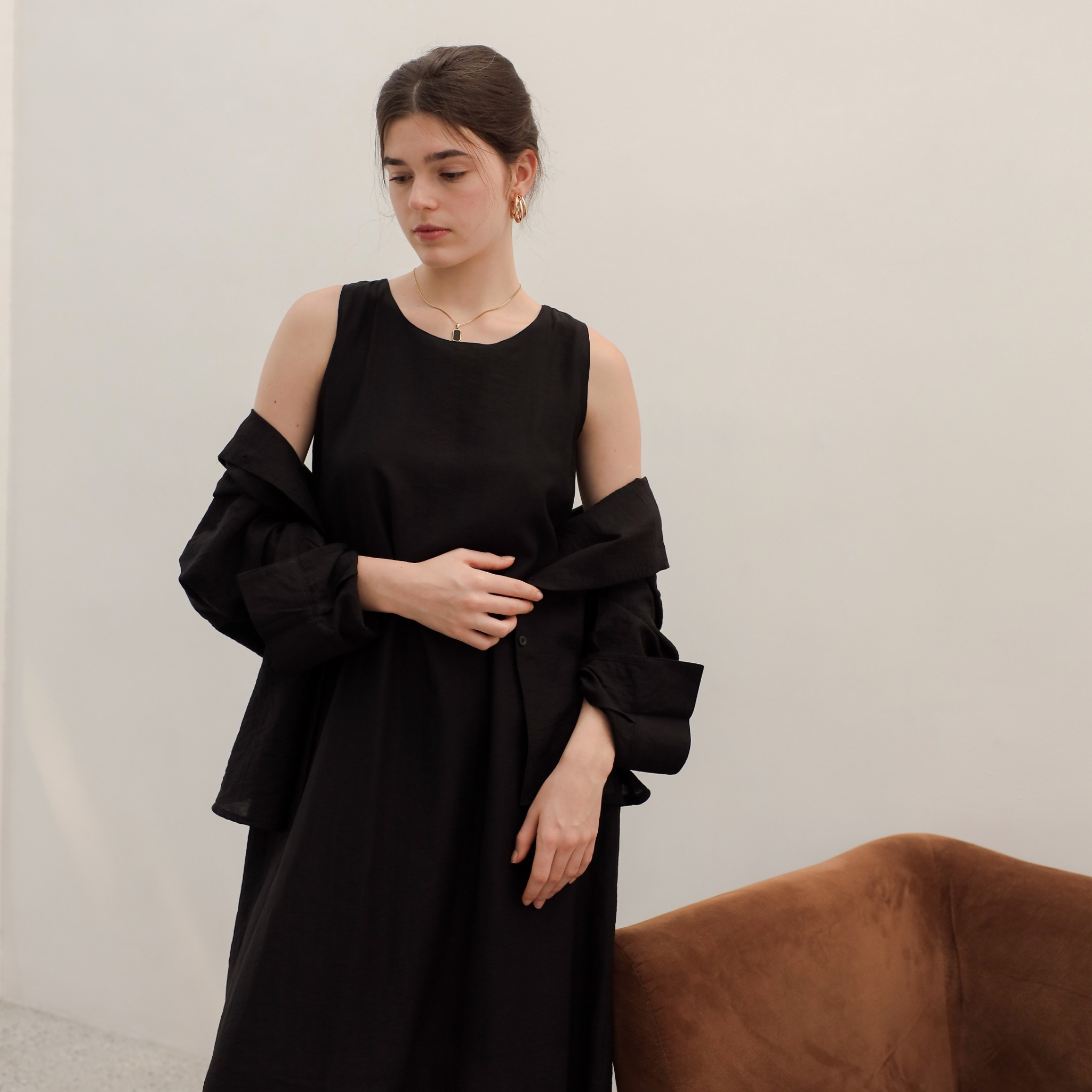 [Tutuloph] Eugene Dress | Midi Dress | Sleeveless | Dress Simple Wanita Fashion Wanita Jumbo Normal Bigsize