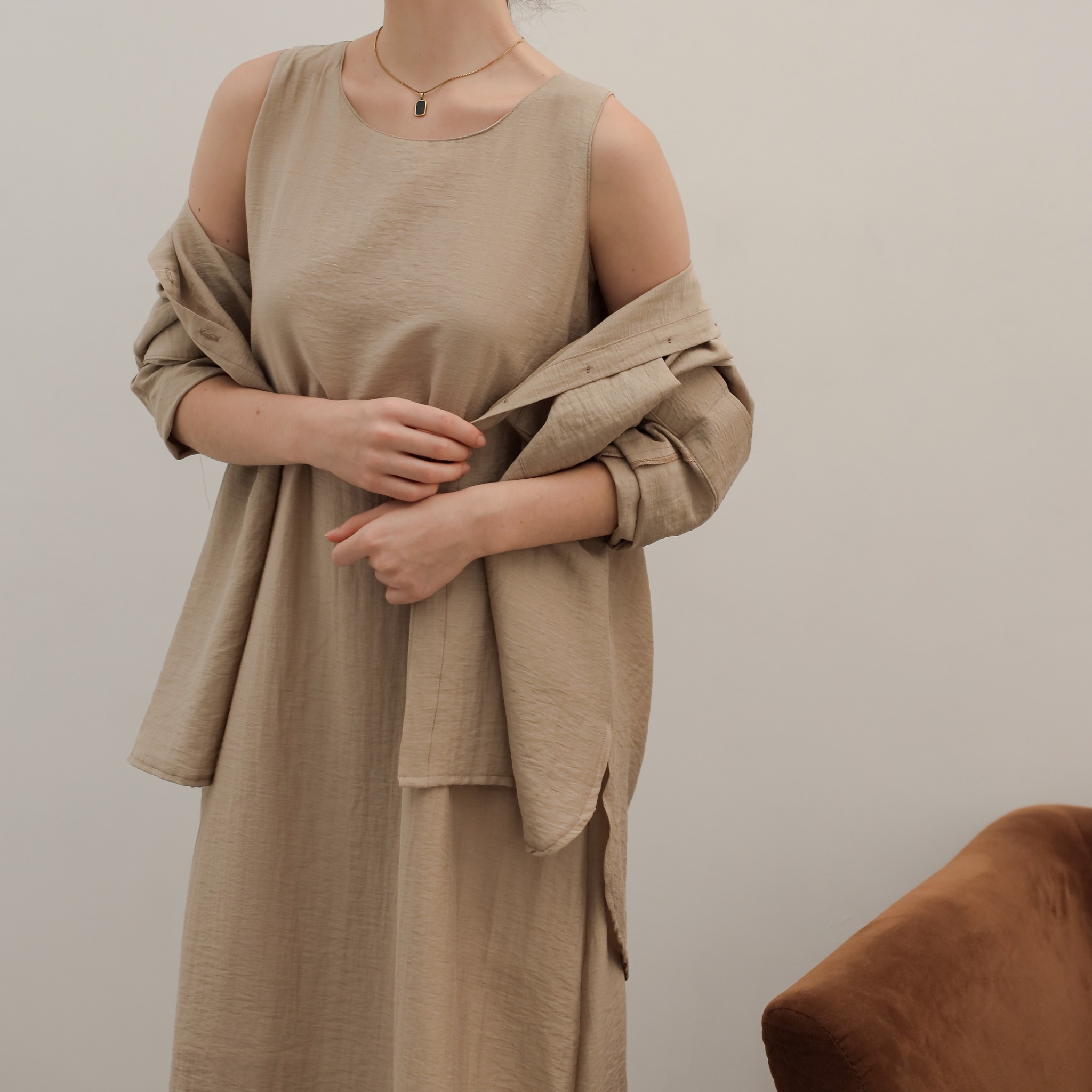 [Tutuloph] Eugene Dress | Midi Dress | Sleeveless | Dress Simple Wanita Fashion Wanita Jumbo Normal Bigsize