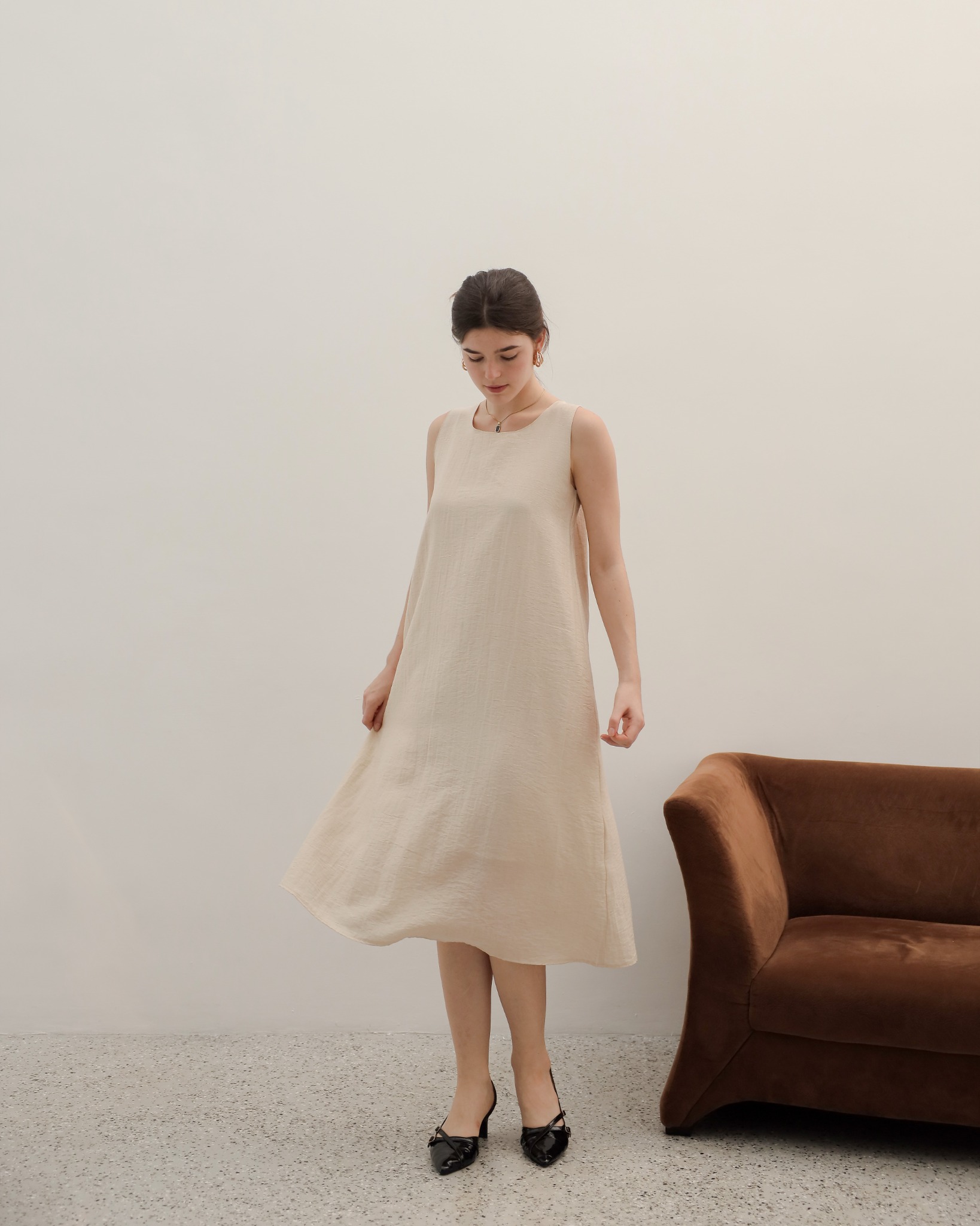 [Tutuloph] Eugene Dress | Midi Dress | Sleeveless | Dress Simple Wanita Fashion Wanita Jumbo Normal Bigsize