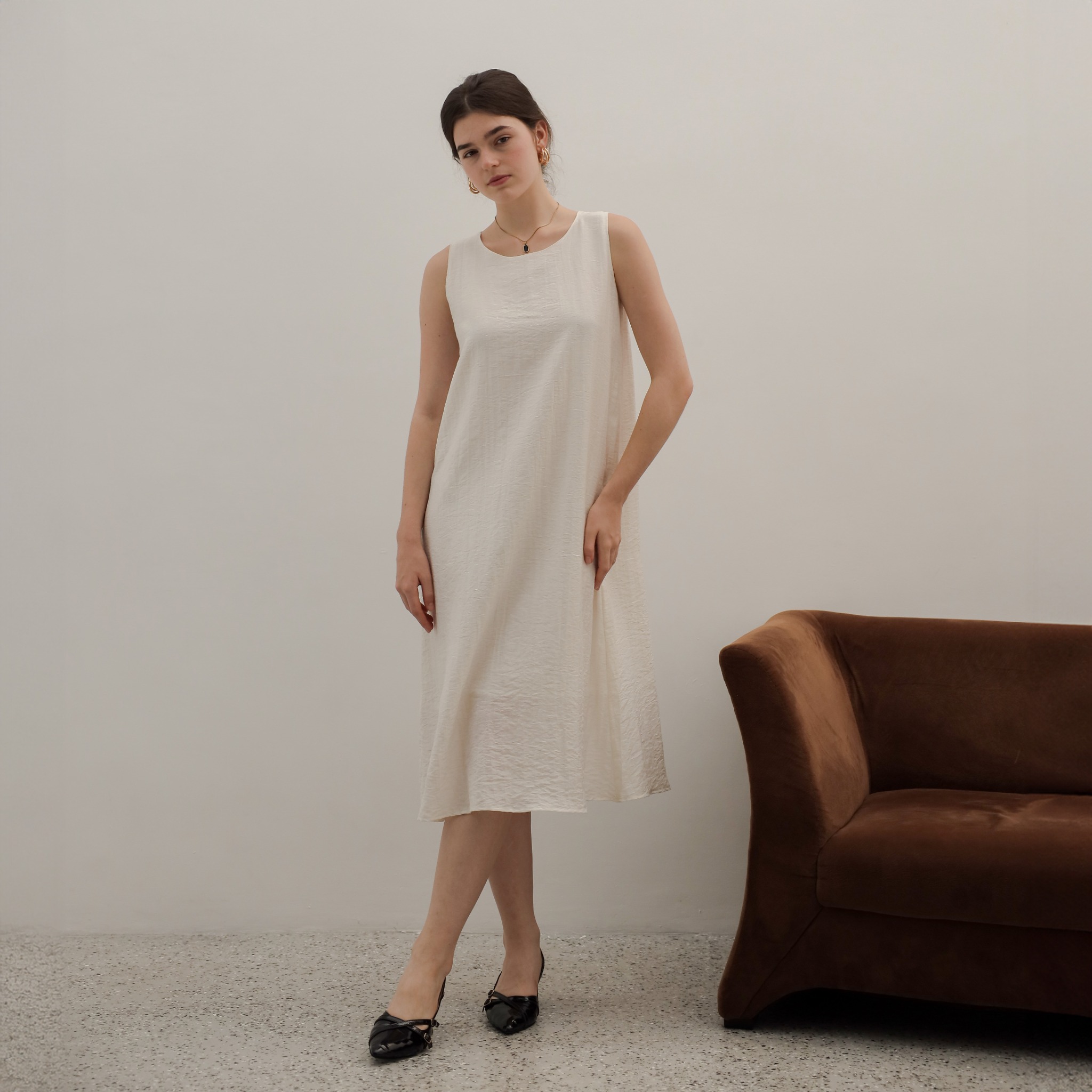 [Tutuloph] Eugene Dress | Midi Dress | Sleeveless | Dress Simple Wanita Fashion Wanita Jumbo Normal Bigsize