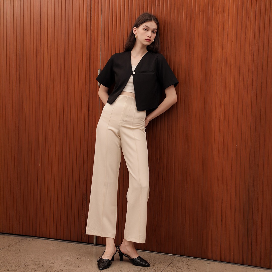 [Tutuloph] Vay Outer | Outer Wanita Atasan Kemeja Wanita Casual Fashion Kantor Kancing Lengan Pendek Top Bigsize