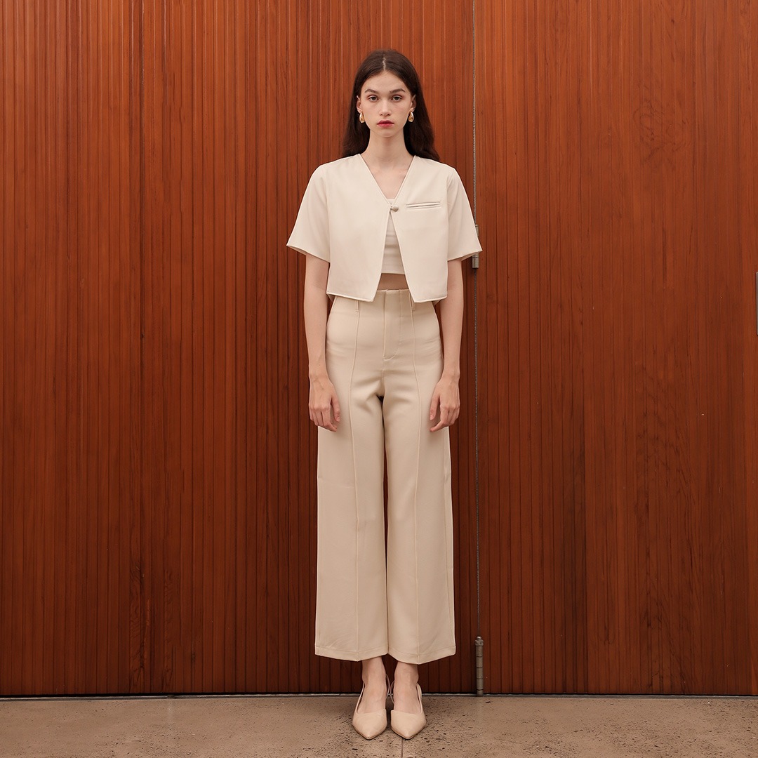 [Tutuloph] Vay Outer | Outer Wanita Atasan Kemeja Wanita Casual Fashion Kantor Kancing Lengan Pendek Top Bigsize