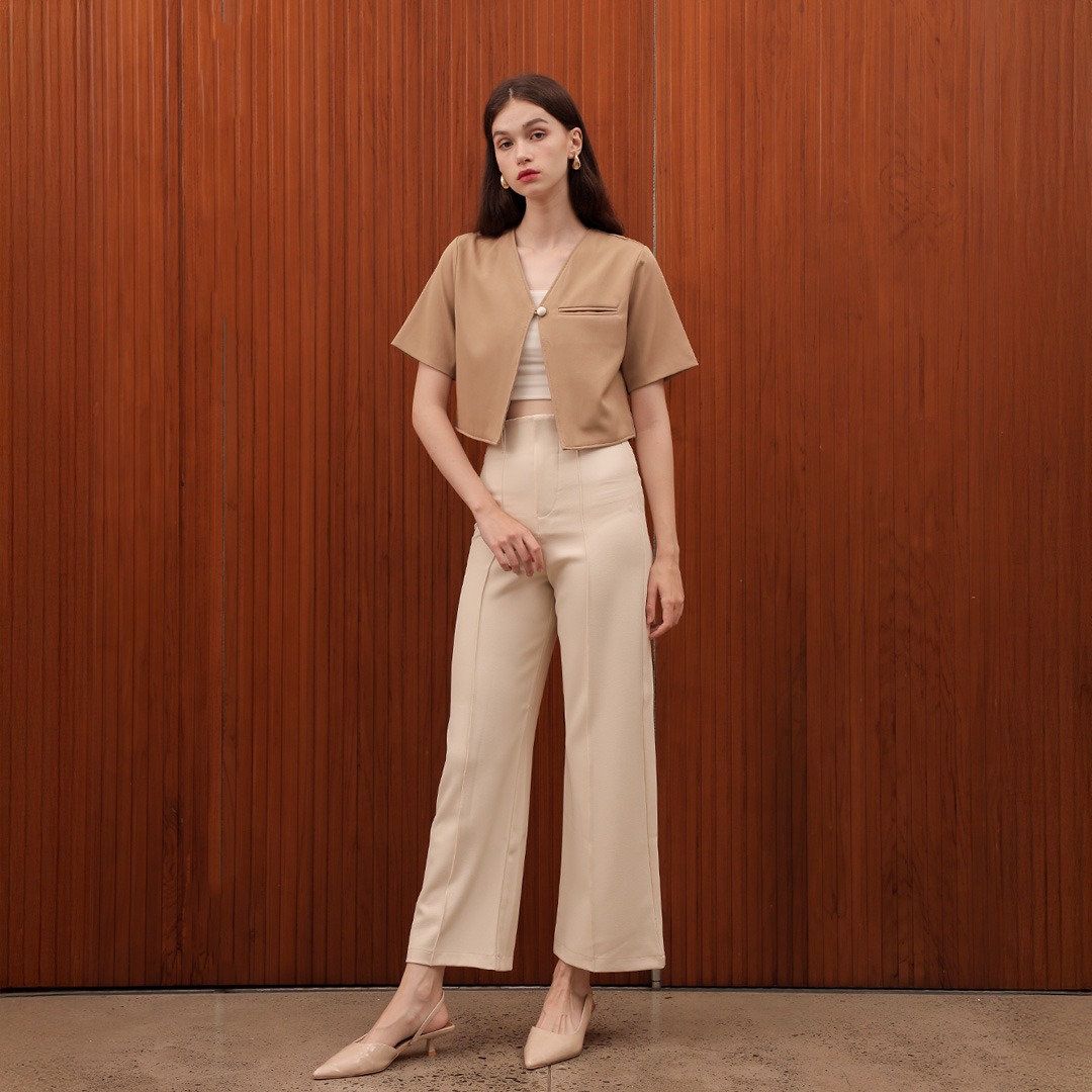 [Tutuloph] Vay Outer | Outer Wanita Atasan Kemeja Wanita Casual Fashion Kantor Kancing Lengan Pendek Top Bigsize