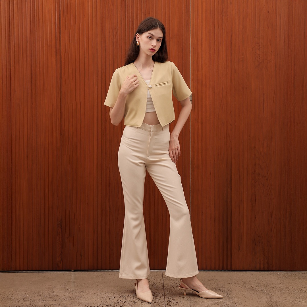 [Tutuloph] Vay Outer | Outer Wanita Atasan Kemeja Wanita Casual Fashion Kantor Kancing Lengan Pendek Top Bigsize