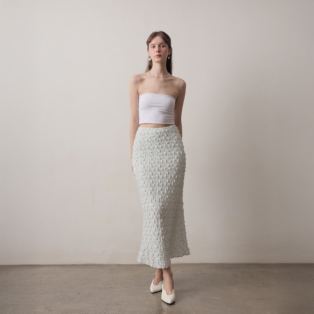 [Tutuloph] Mimpi Multiways | Skirt & Dress | Dress Rok Panjang Karet Knit Wanita Motif Tekstur | Rok Wanita Stretch Nyaman & Elegan untuk Daily & Hangout Look